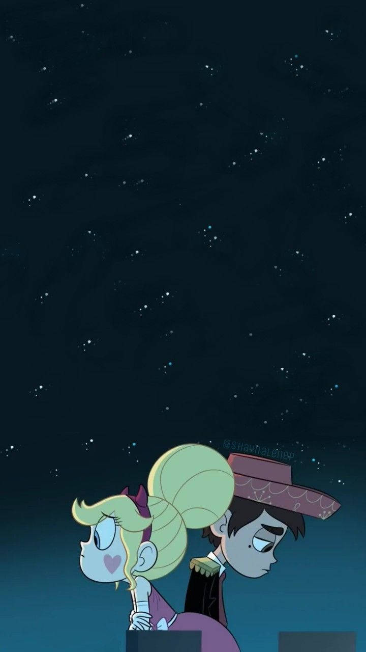 Star Vs The Forces Of Evil, starry night sky, anime characters, HD Phone Wallpaper