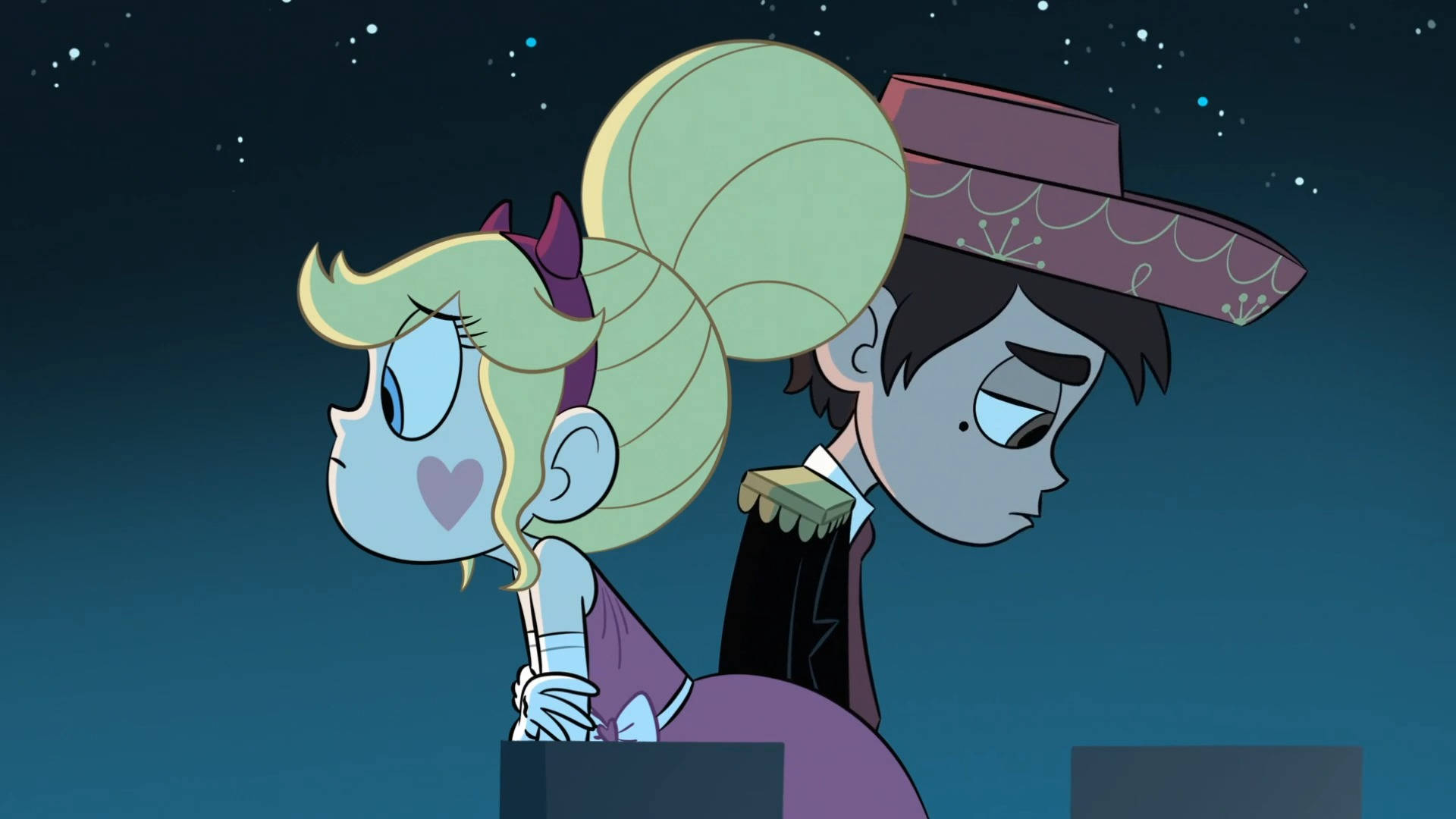 Star Vs The Forces Of Evil, starry night sky, heart blush, Full HD Desktop Wallpaper