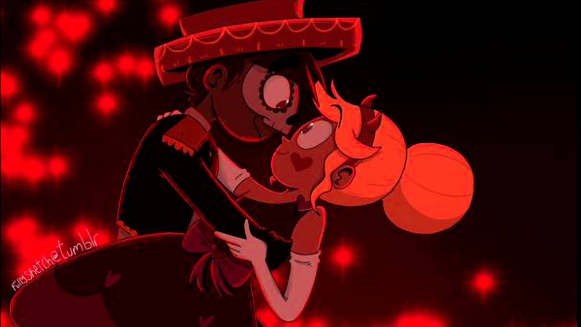 Star Vs The Forces Of Evil, red heart, glowing, Full HD Desktop Wallpaper