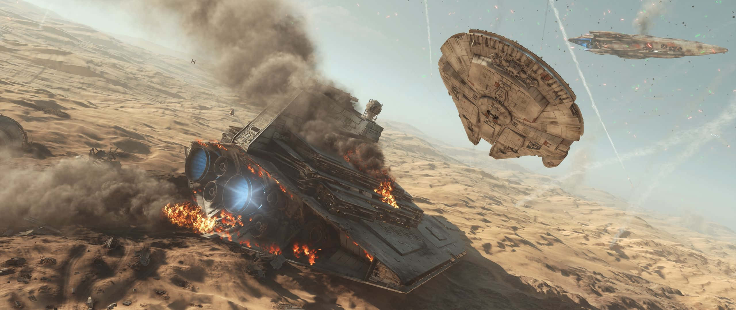 Star Wars, 2560 X 1080, desert battle, 2K Desktop Wallpaper