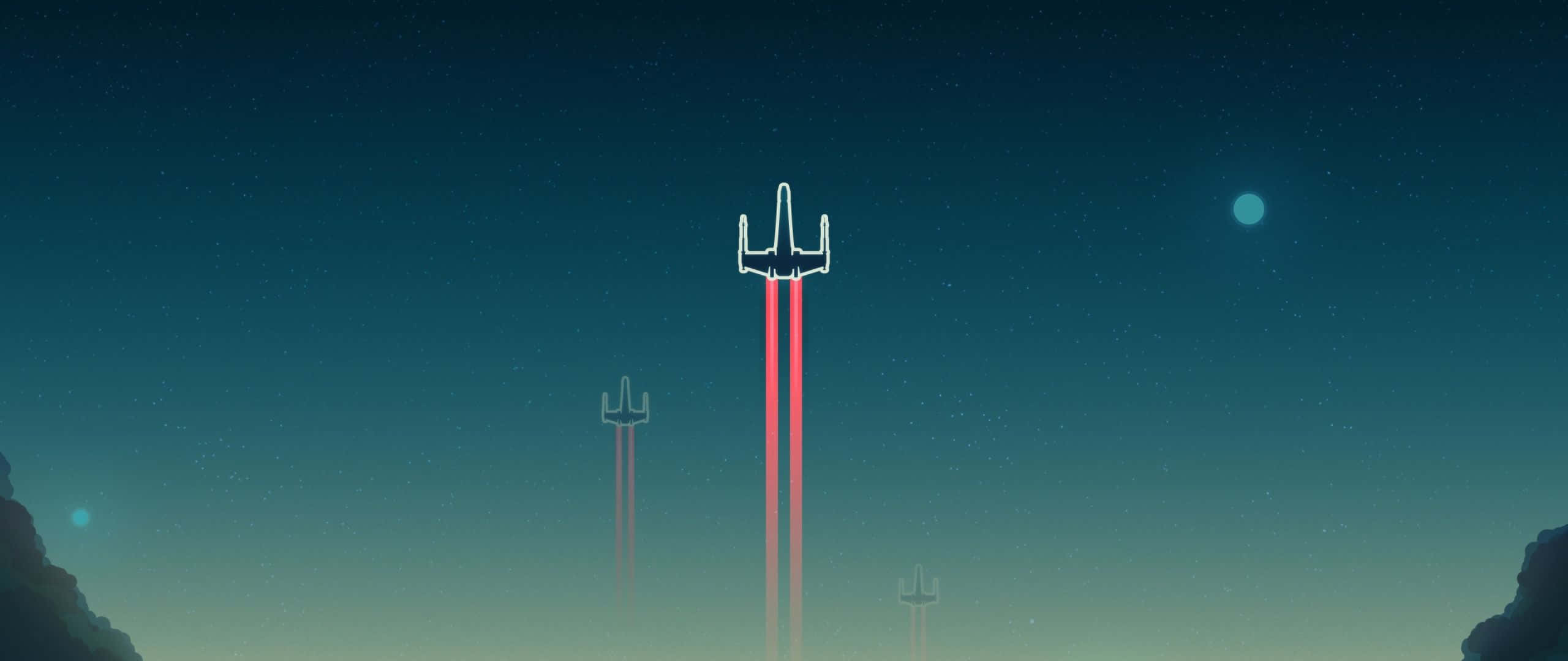 Star Wars, 2560 X 1080, glowing red trails, 2K Desktop Wallpaper