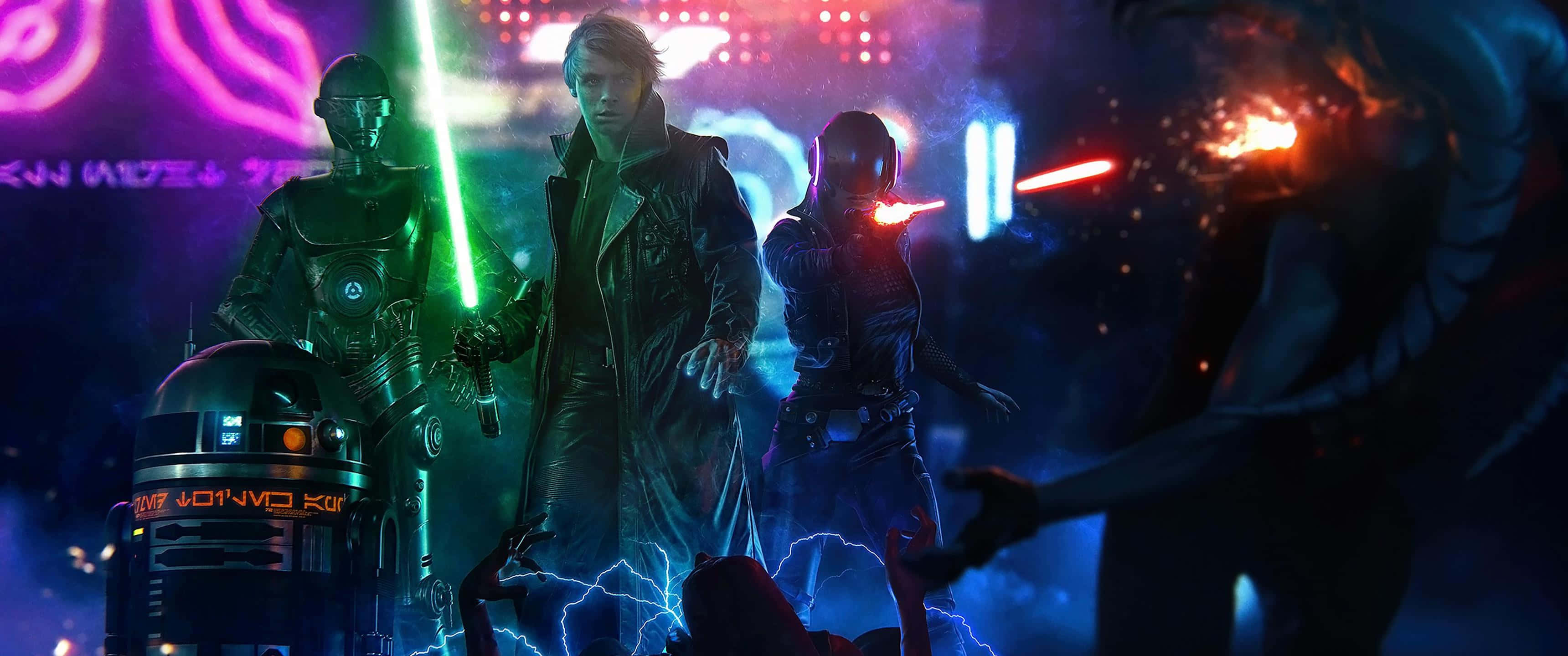 Star Wars, 3440x1440, glowing swords, 2K Desktop Wallpaper