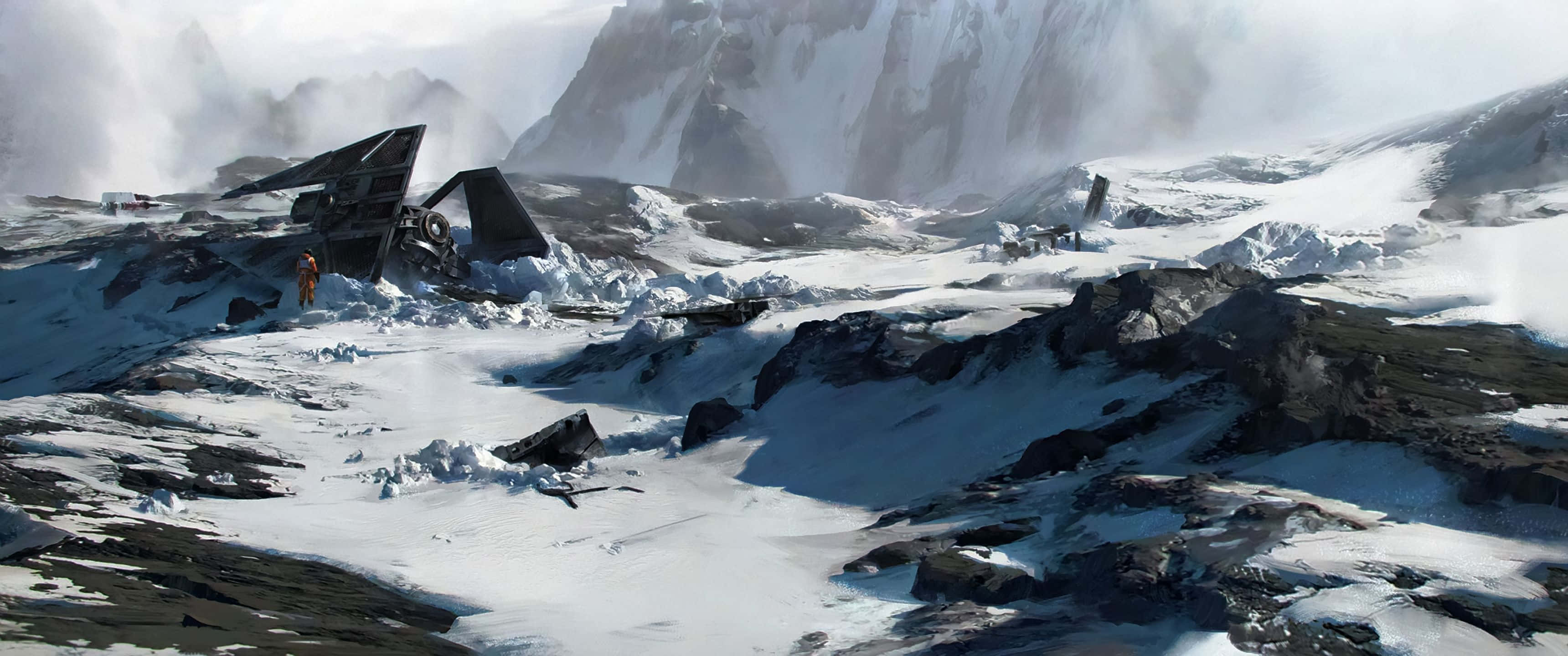 Star Wars, 3440x1440, crashed spaceship, 2K Desktop Wallpaper