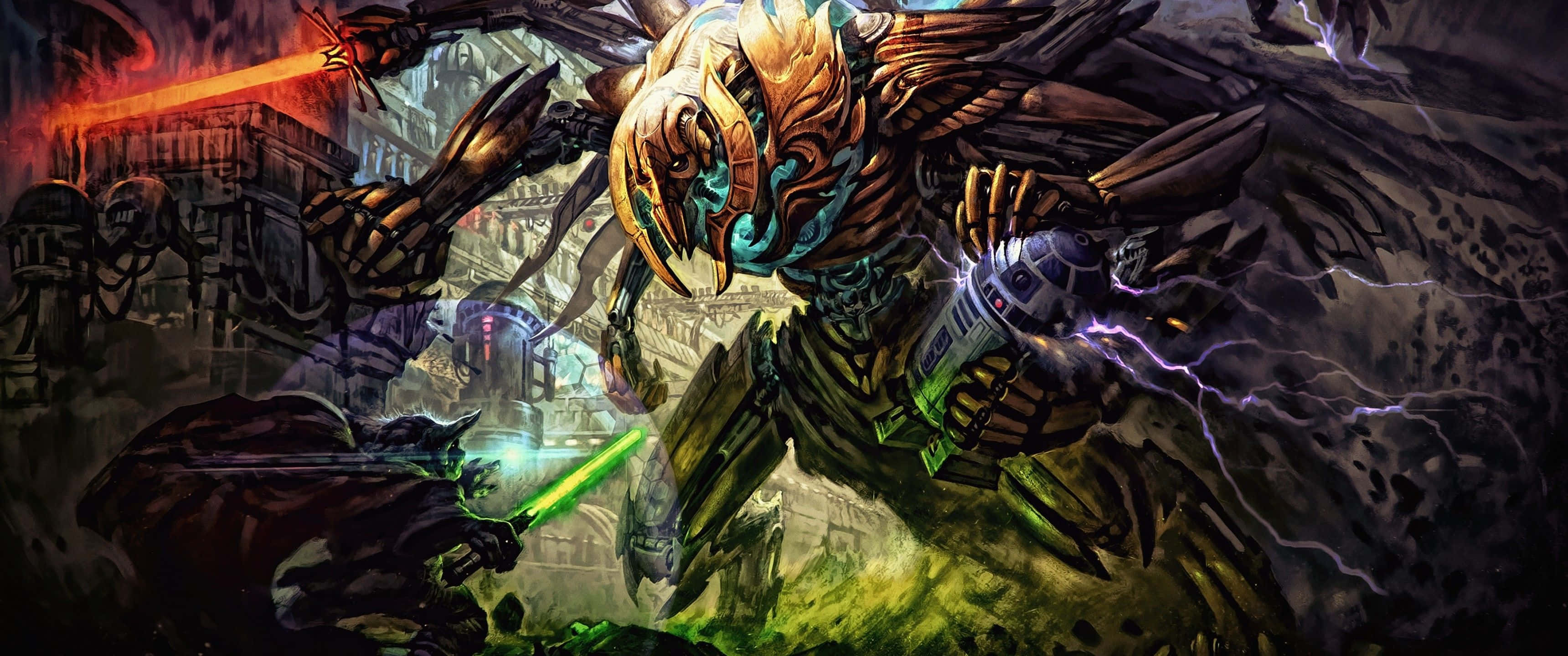 Star Wars, 3440x1440, green lightsaber, 2K Desktop Wallpaper