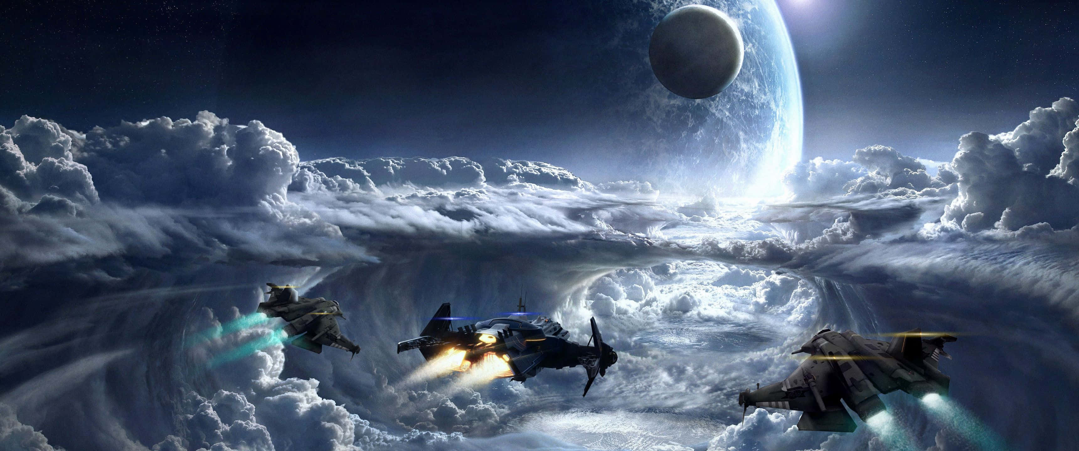 Star Wars, 3440x1440, futuristic fighter jets, 2K Desktop Wallpaper