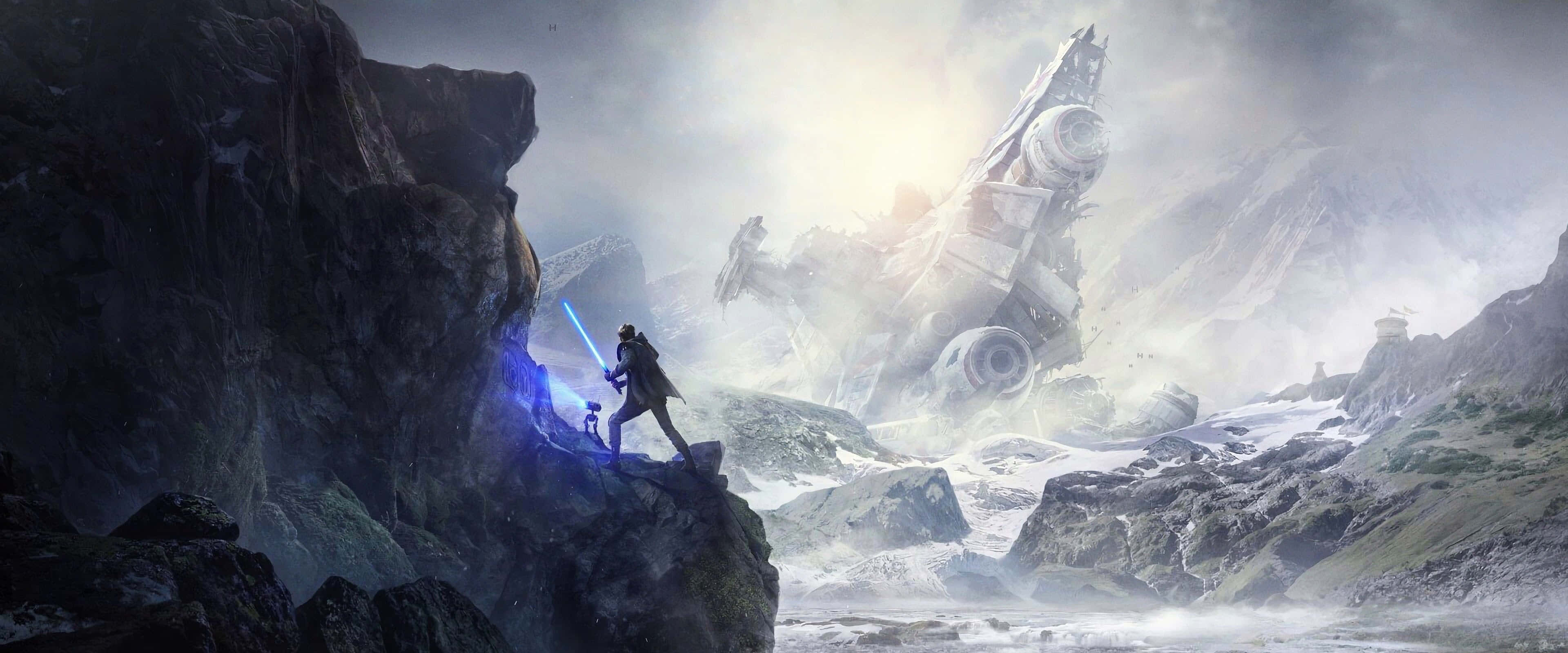 Star Wars, 3440x1440, blue lightsaber, 4K Desktop Wallpaper