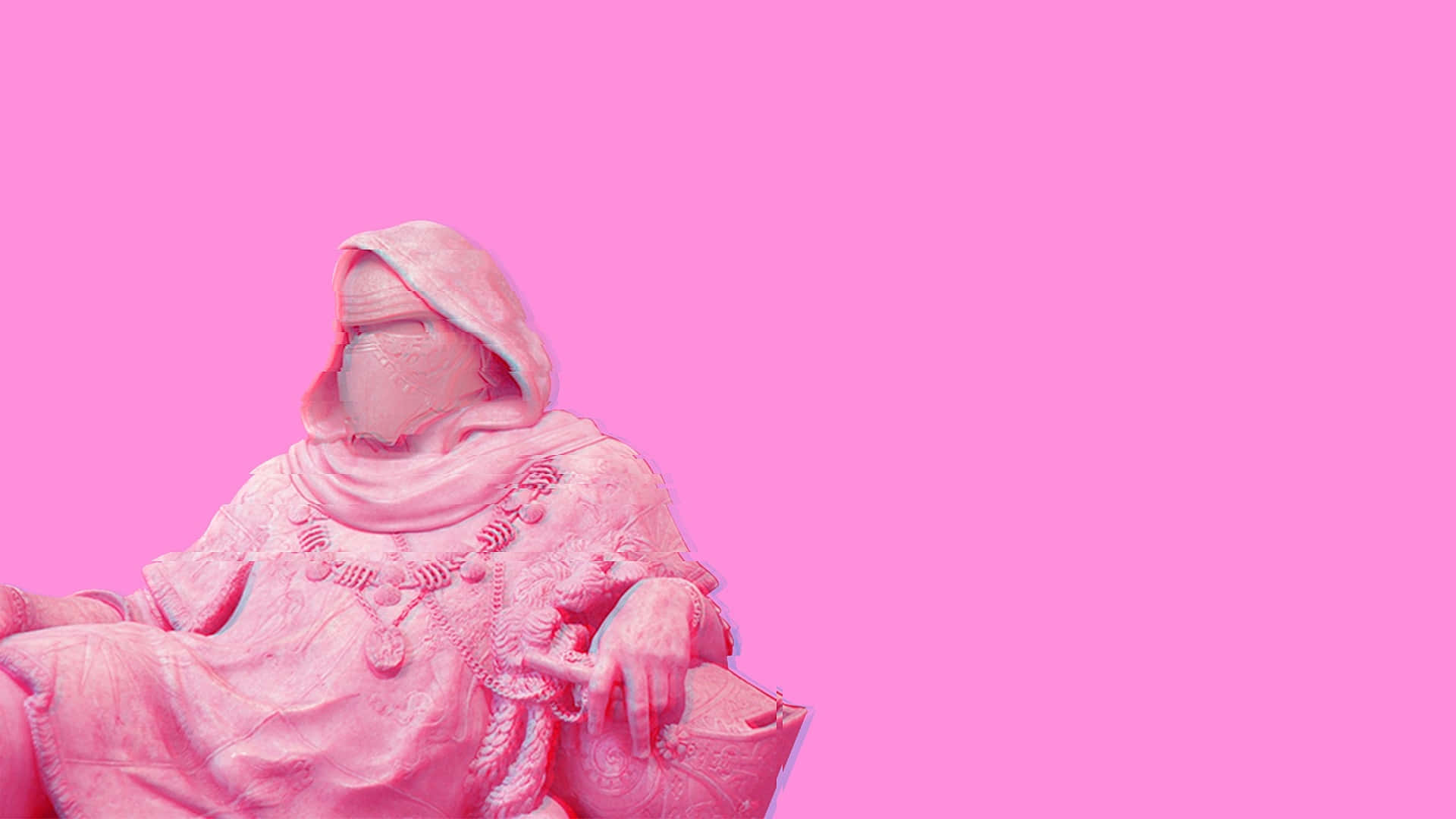 Star Wars, pink monochrome, seated robed figure, Full HD Desktop Wallpaper