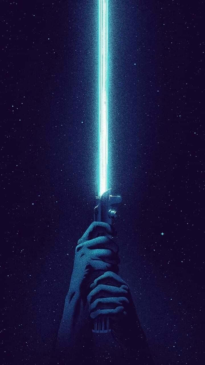 lightsaber, blue lightsaber, starry night sky, HD Phone Wallpaper