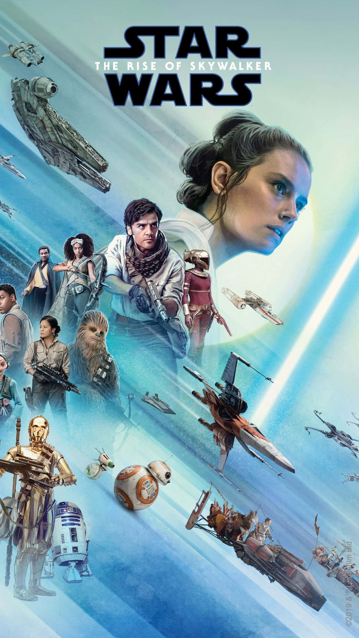Star Wars Characters, glowing blue space battlefield, bright sun, Full HD Phone Wallpaper
