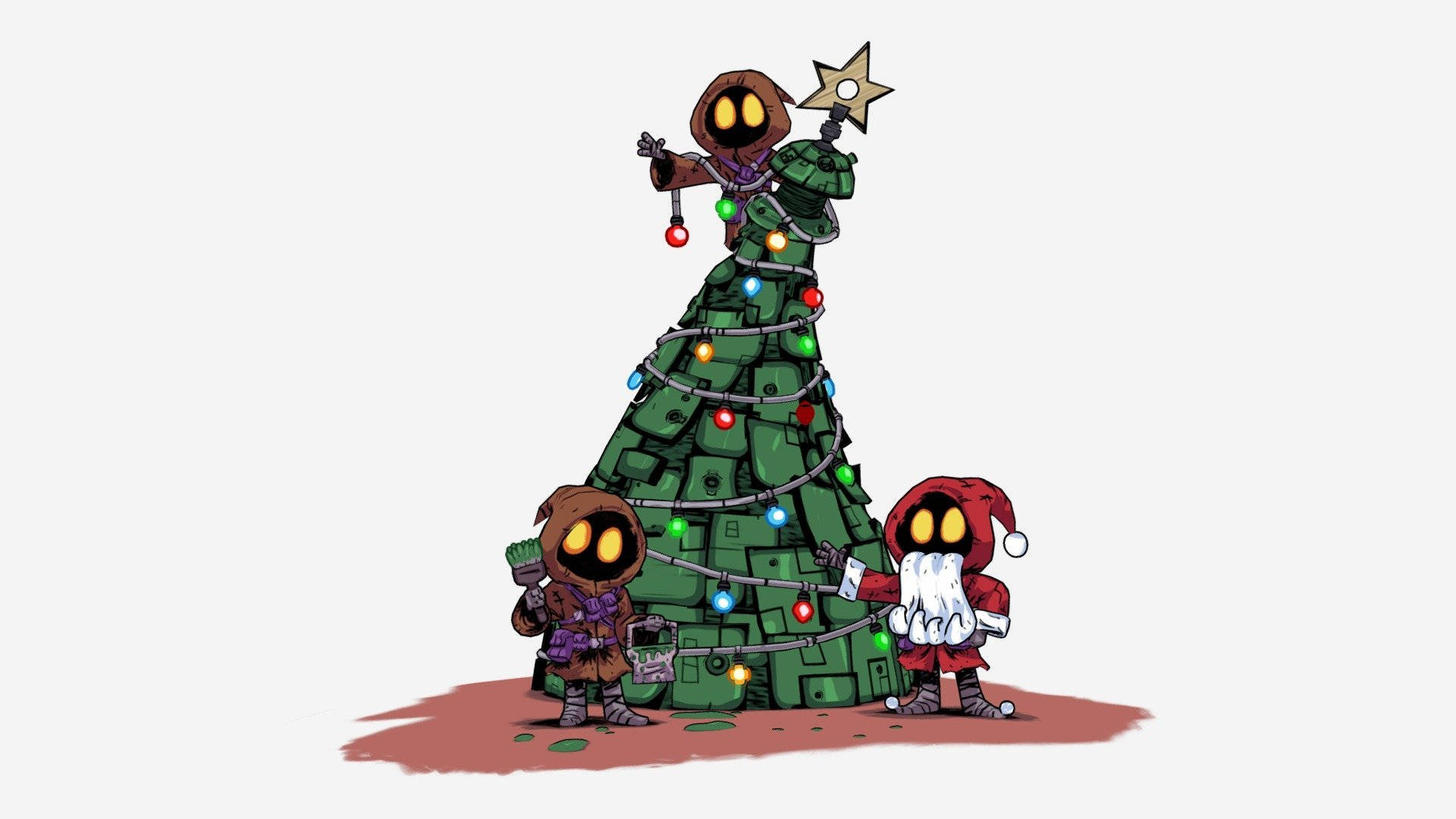 Star Wars Christmas, Christmas tree, colorful lights, Full HD Desktop Wallpaper