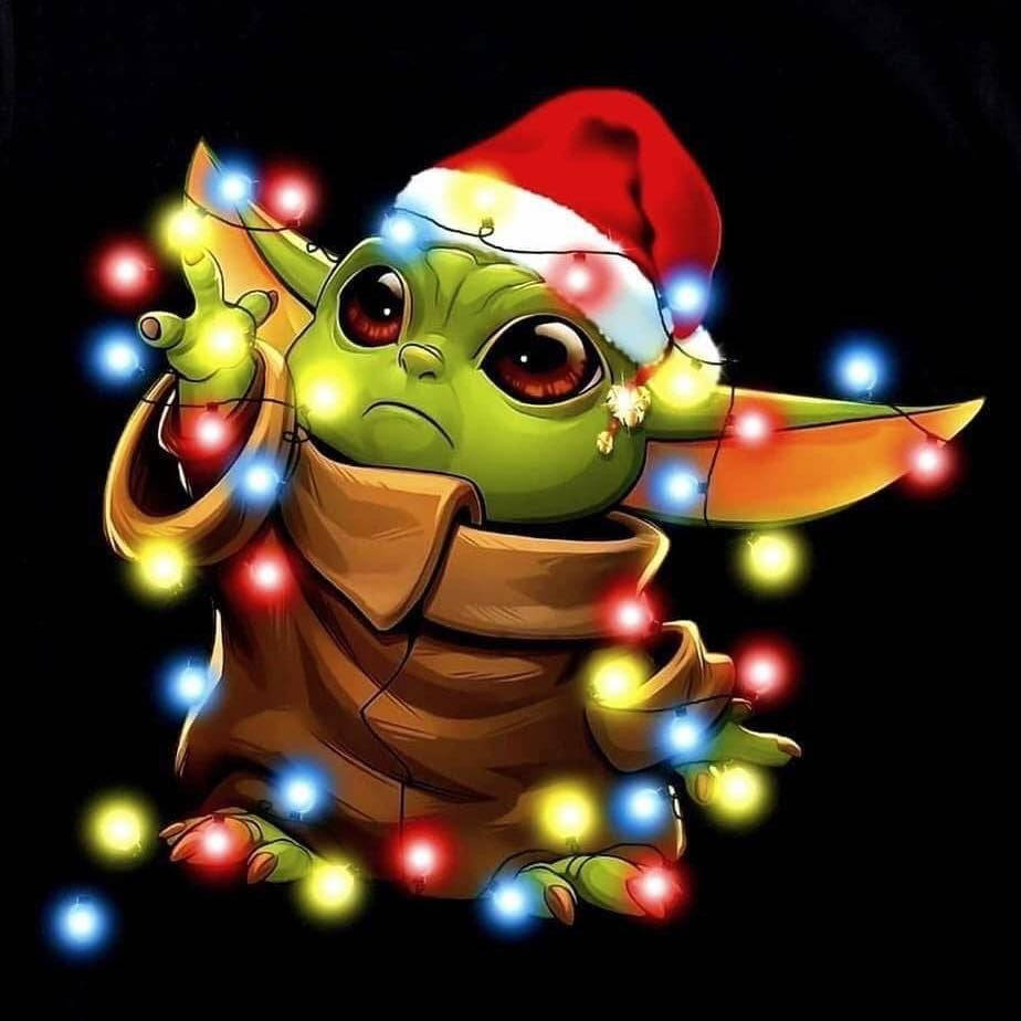 Star Wars, baby Yoda, red Santa hat, SD Desktop Wallpaper
