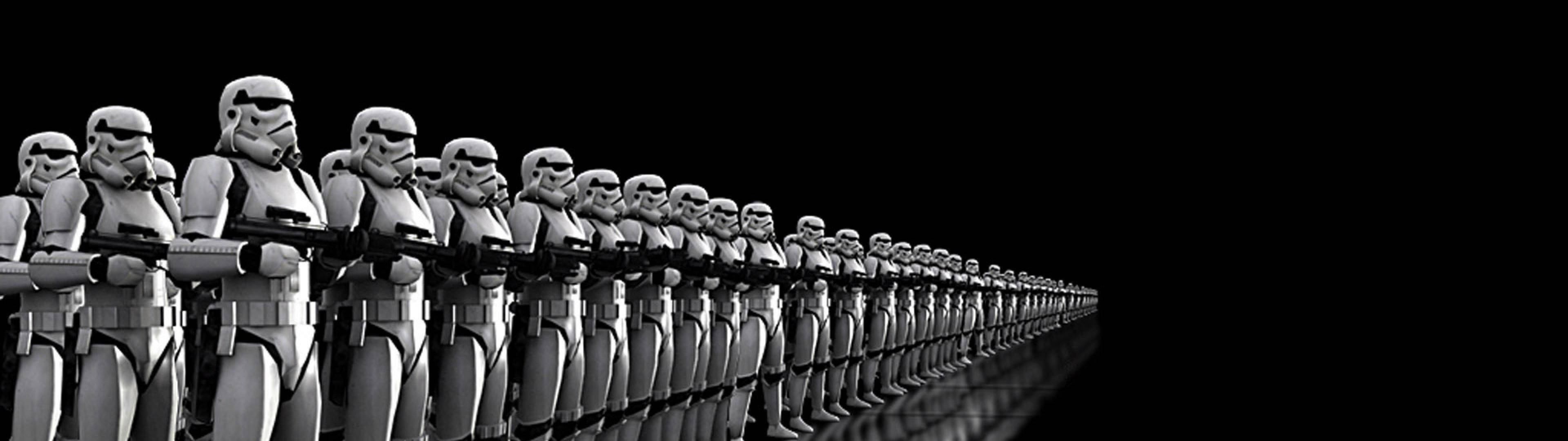 Star Wars Dual Screen, stormtroopers, white armor, 4K Desktop Wallpaper