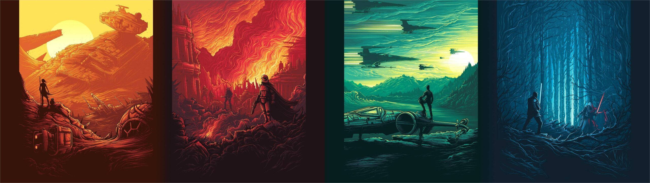 Star Wars, 4K Dual Monitor, firey skies, 2K Desktop Wallpaper