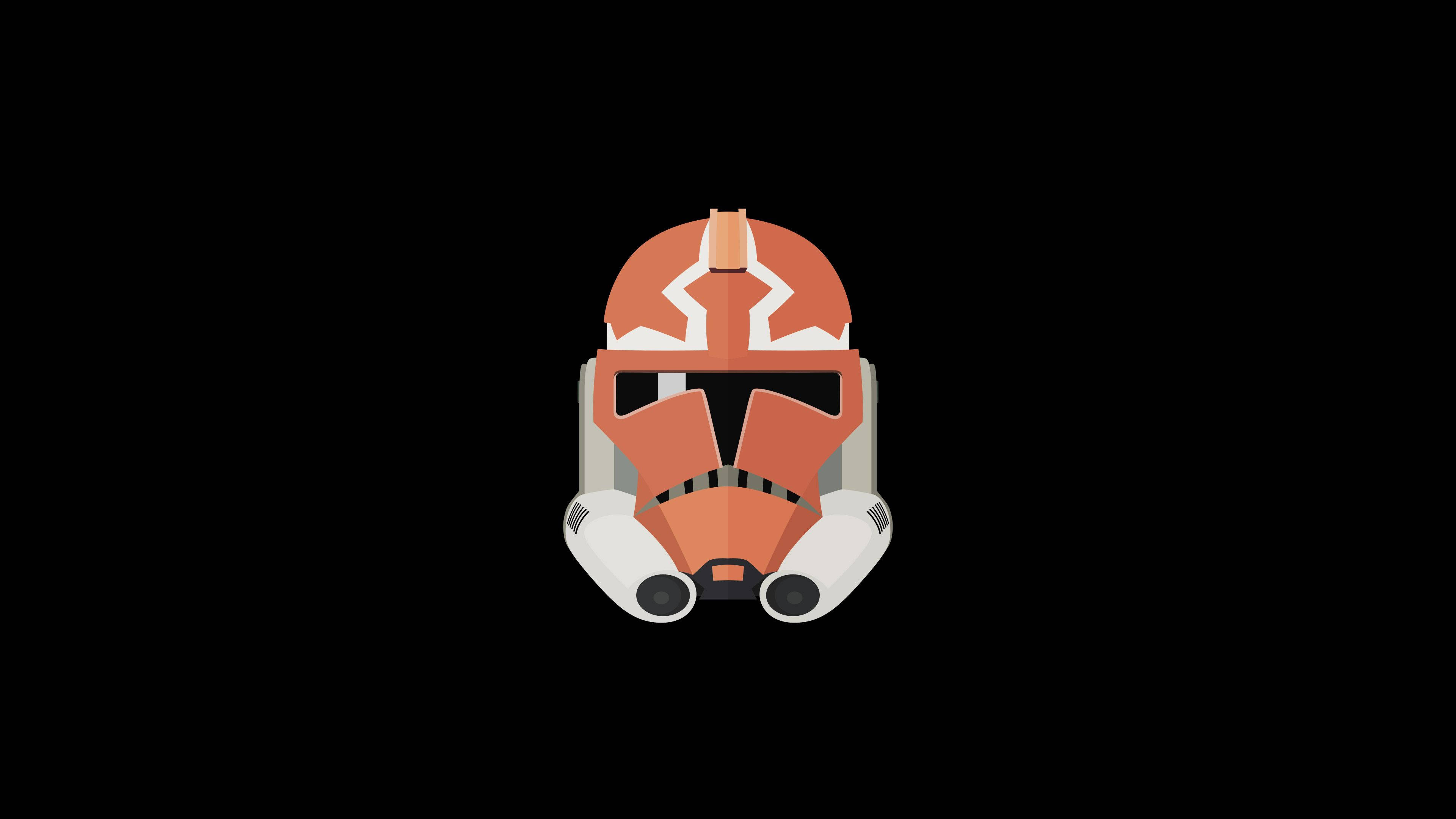 Star Wars, clone trooper helmet, orange, 4K Desktop Wallpaper