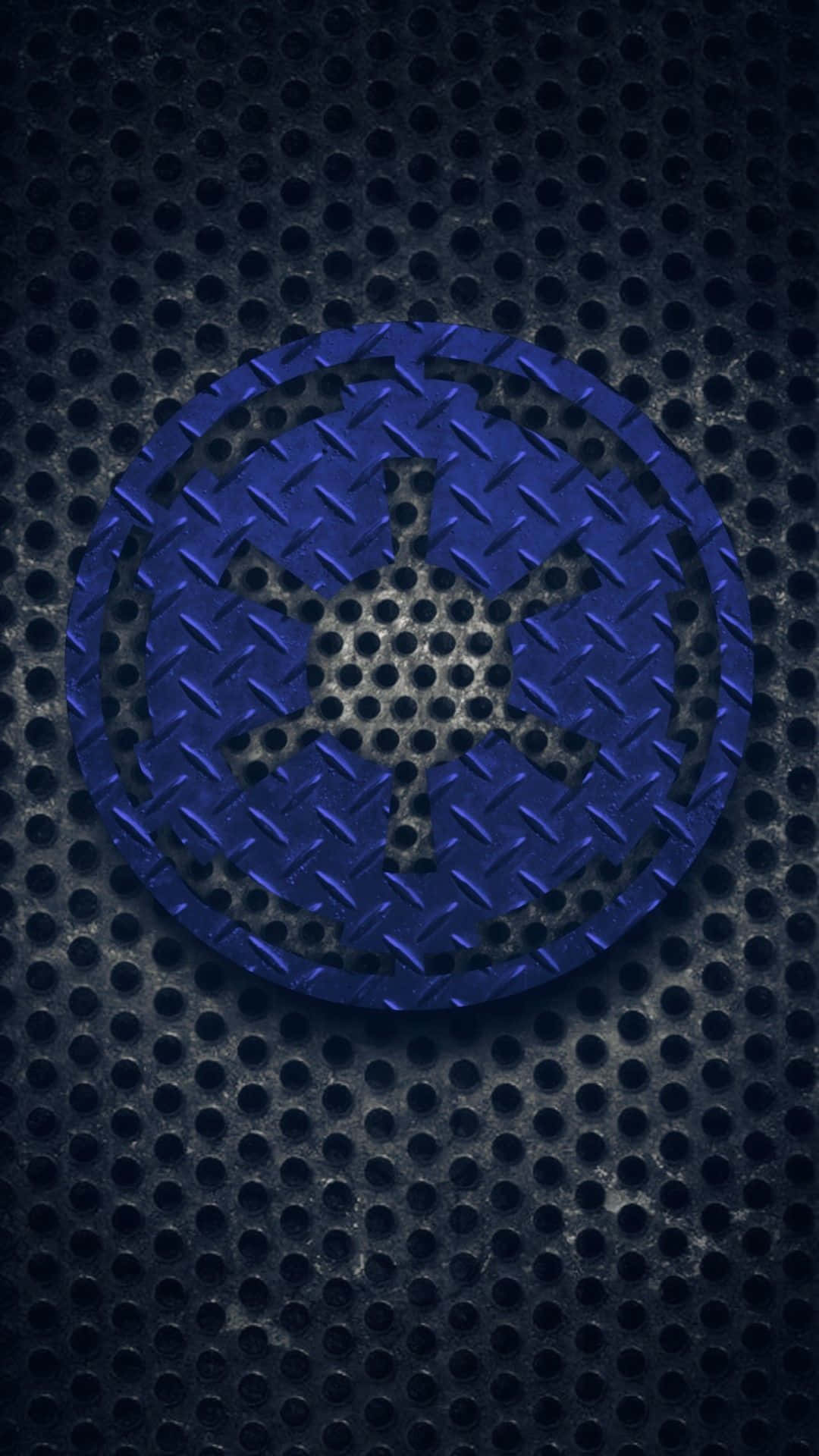 Star Wars Empire Logo, glowing blue star emblem, diamond plate texture, Full HD Phone Wallpaper