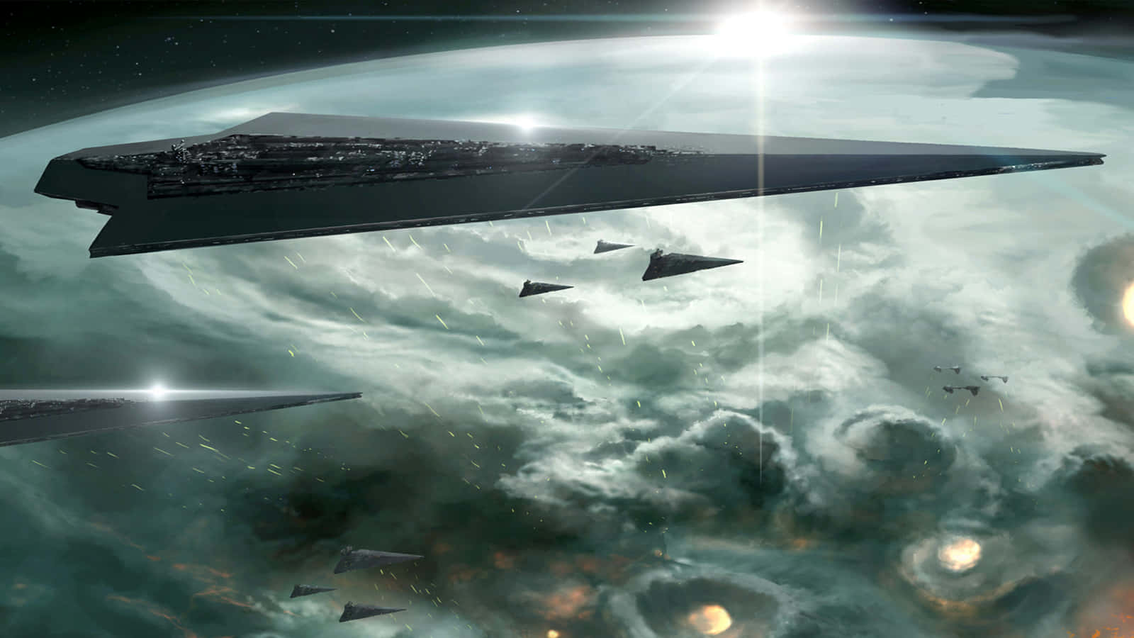 Star Wars Empire, starships, stormy nebula, HD Desktop Wallpaper