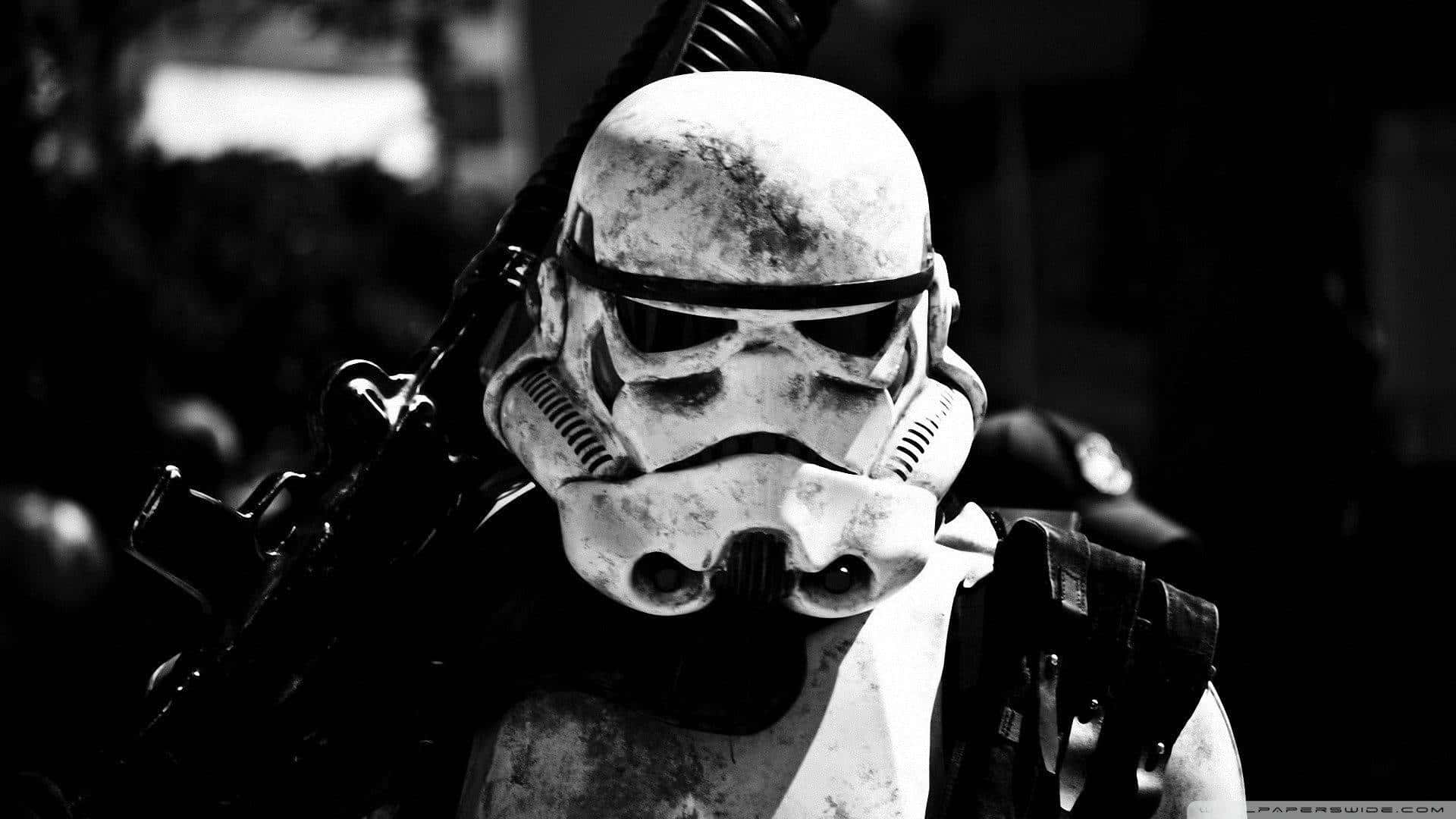 Star Wars Empire, stormtrooper helmet, black and white, Full HD Desktop Wallpaper