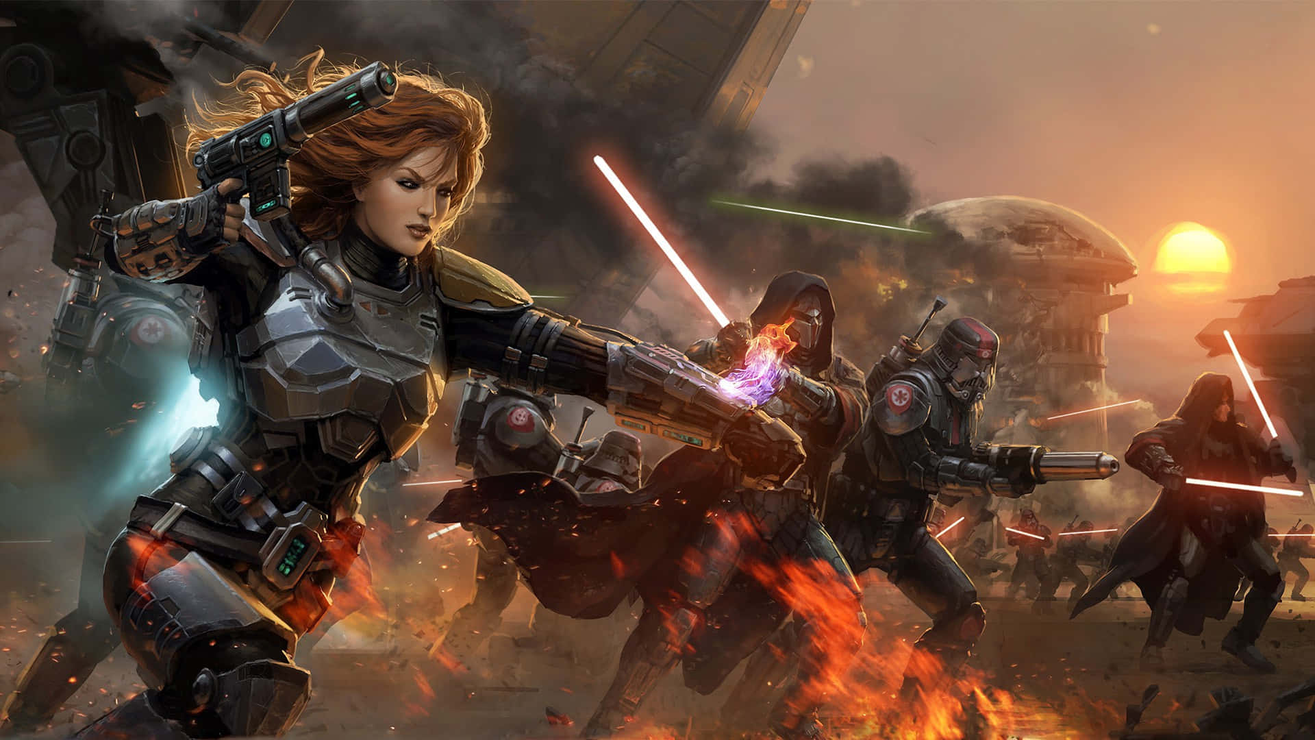 Star Wars Games, fierce female warrior, futuristic armor, Full HD Desktop Wallpaper