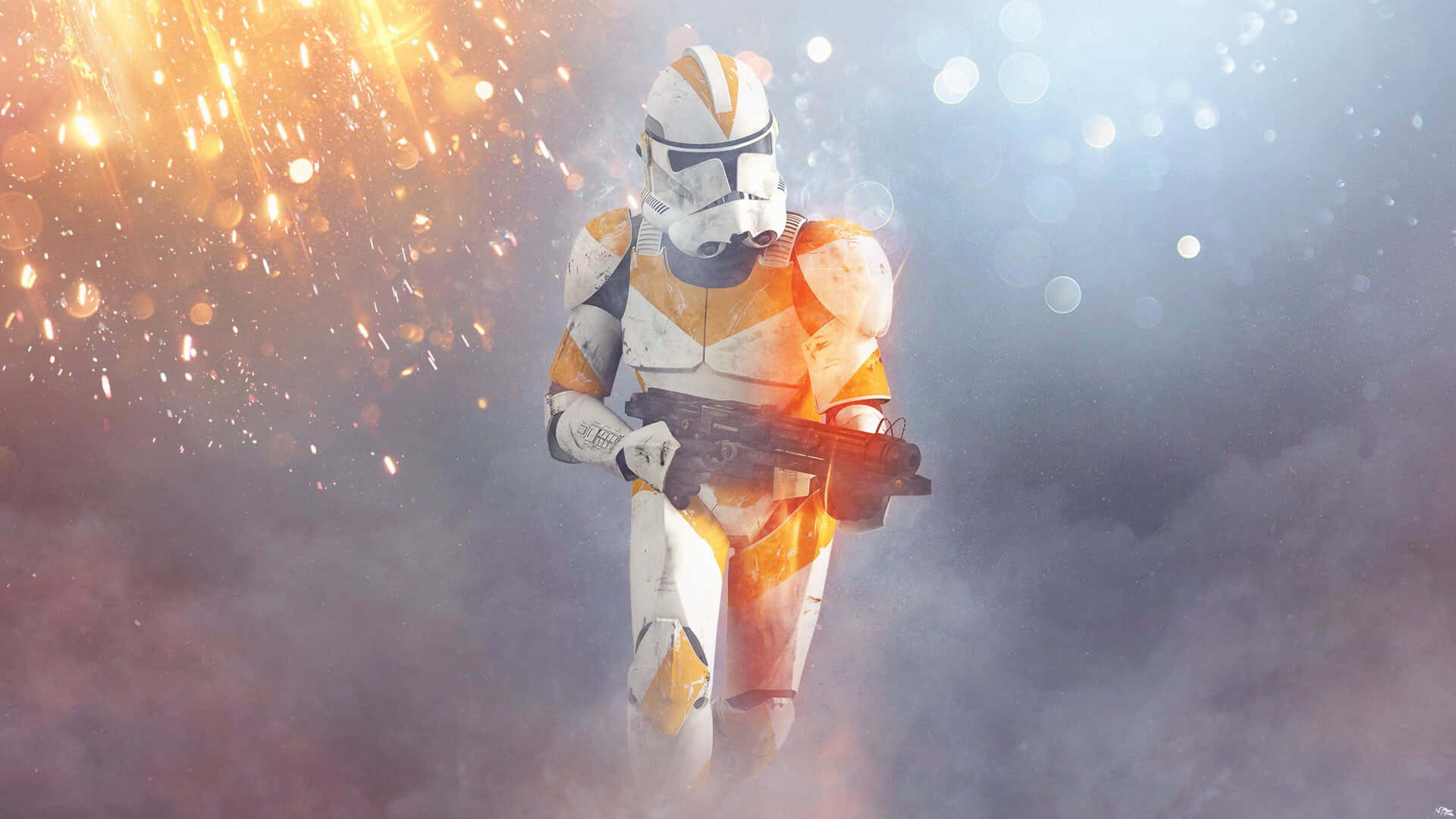 Star Wars Games, clone trooper, white and orange armor, Full HD Desktop Wallpaper