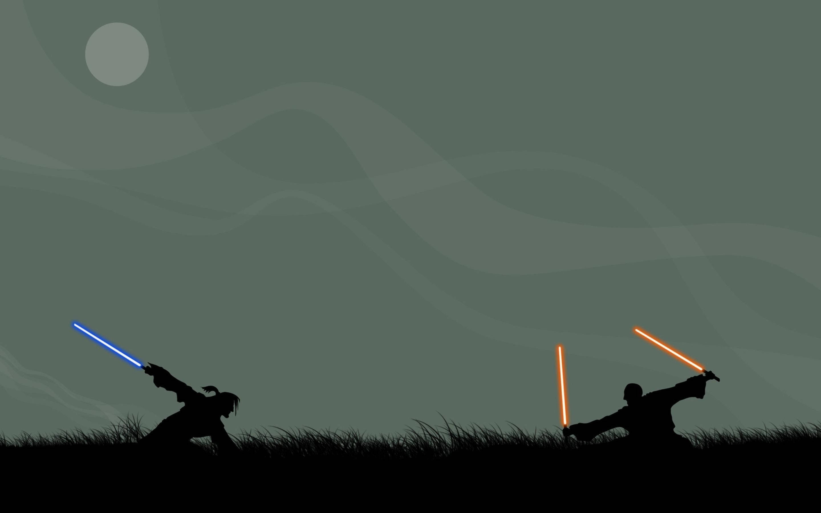 Star Wars, lightsabers, blue, 2K Desktop Wallpaper