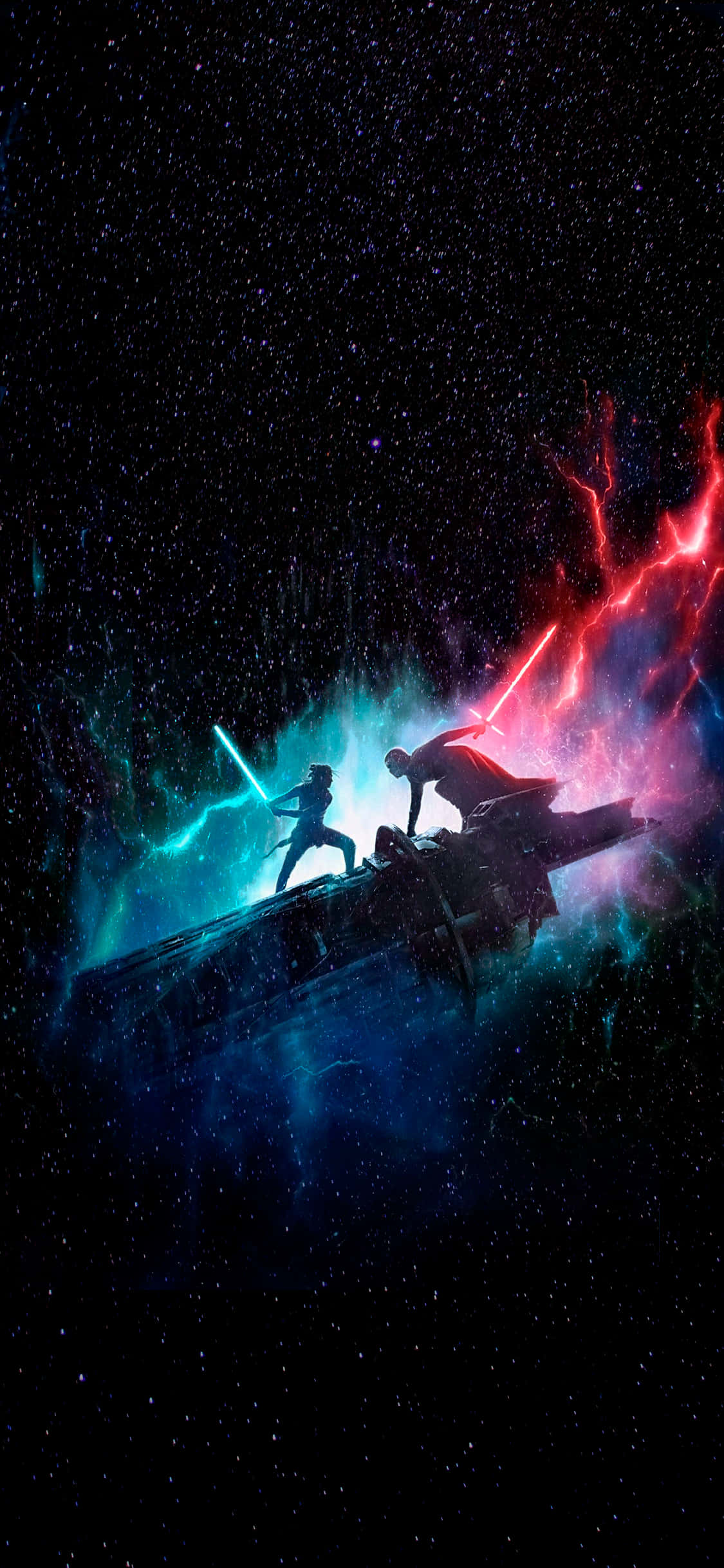 Star Wars, lightsabers, wrecked spaceship, Full HD Phone Wallpaper