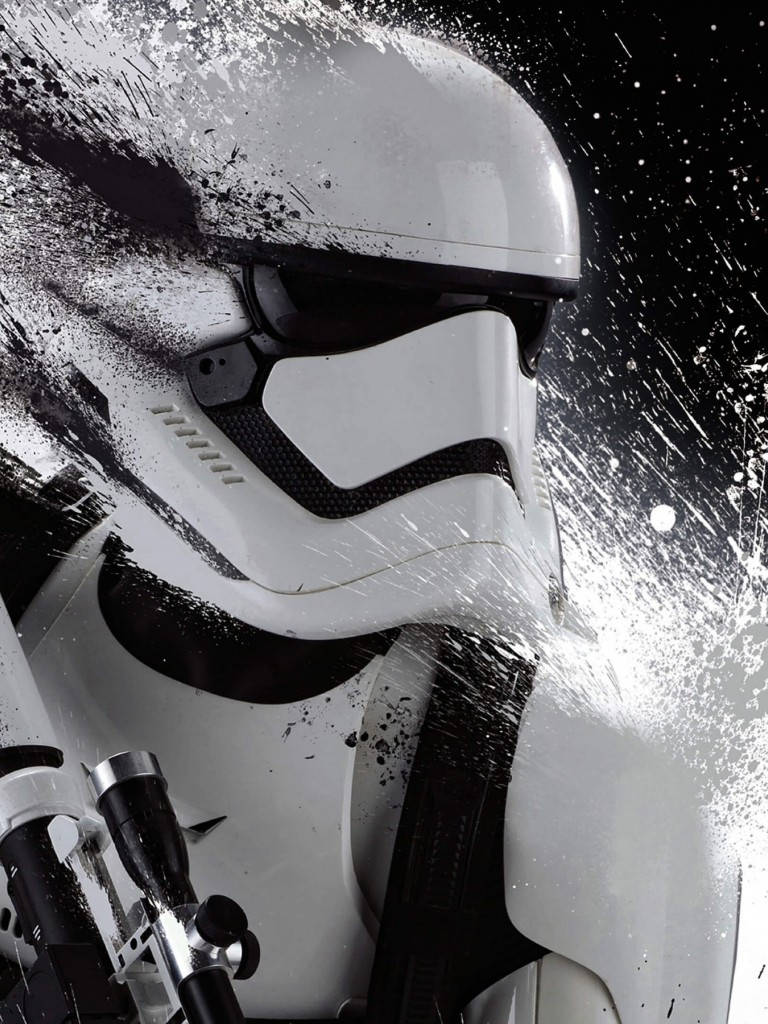 Star Wars iPad, stormtrooper helmet, black splatter effects, SD Phone Wallpaper