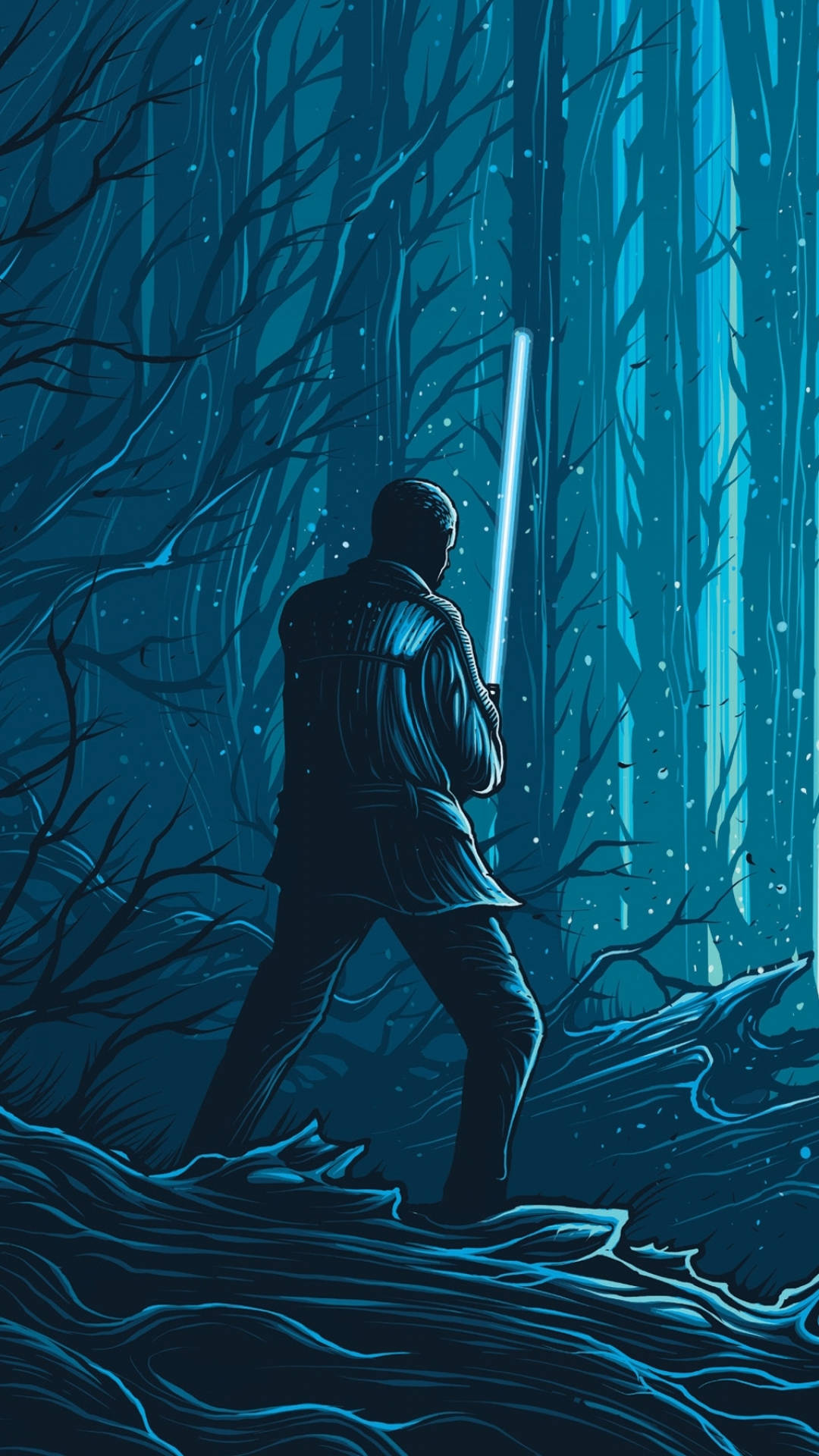 Star Wars, iPhone 6 Plus, glowing blue lightsaber, Full HD Phone Wallpaper