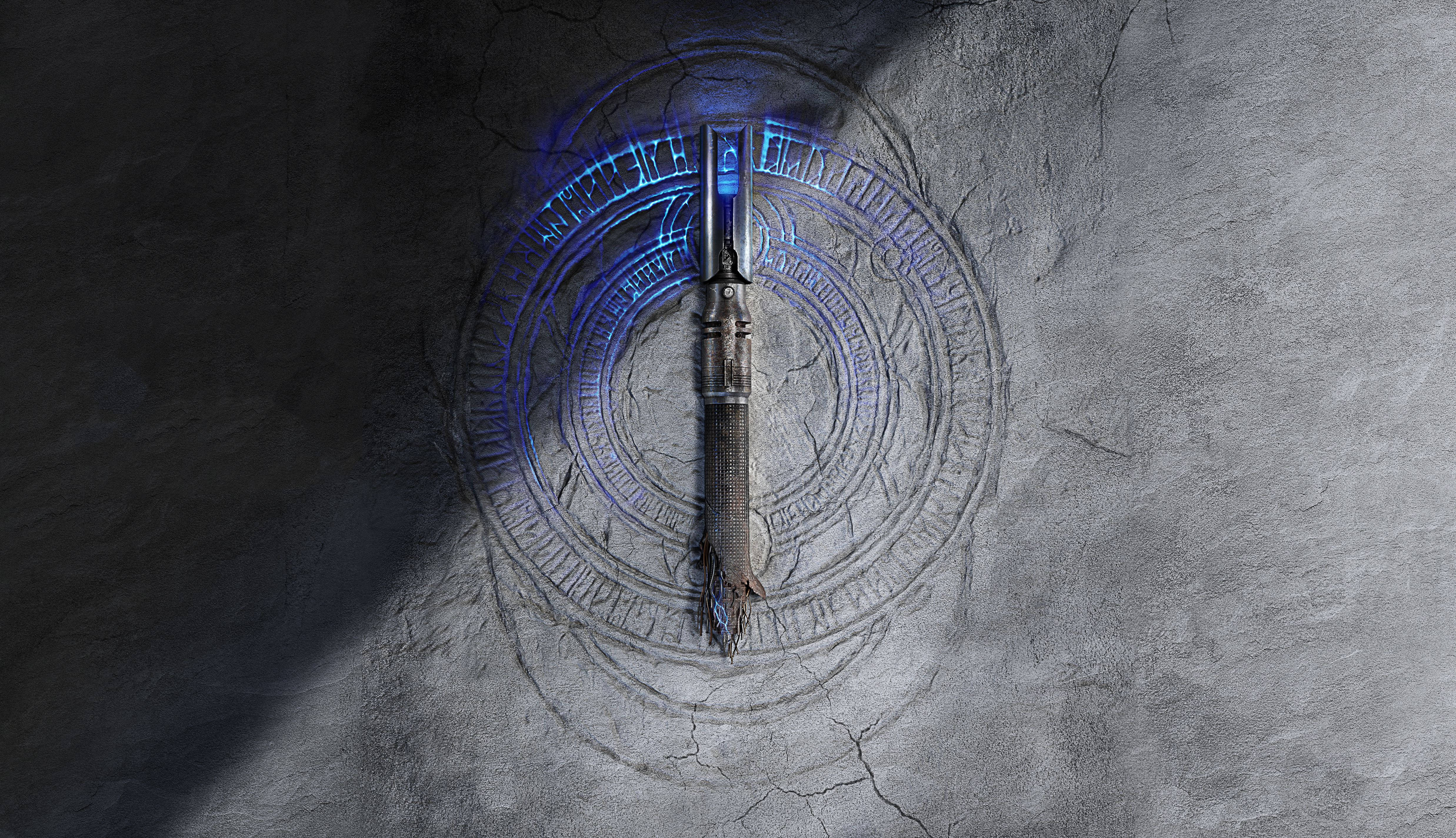 Star Wars Jedi Fallen Order, lightsaber, blue, 4K Desktop Wallpaper