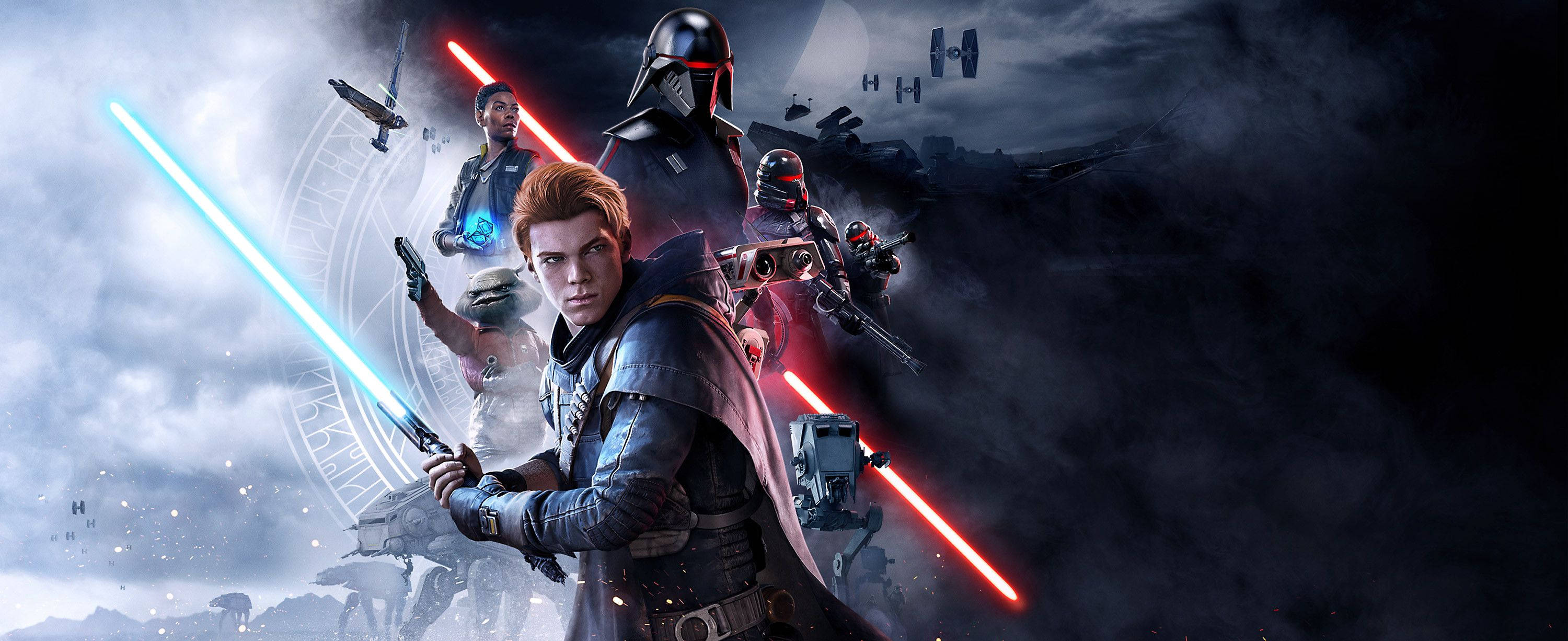Star Wars Jedi: Fallen Order, blue lightsaber, red lightsabers, 2K Desktop Wallpaper