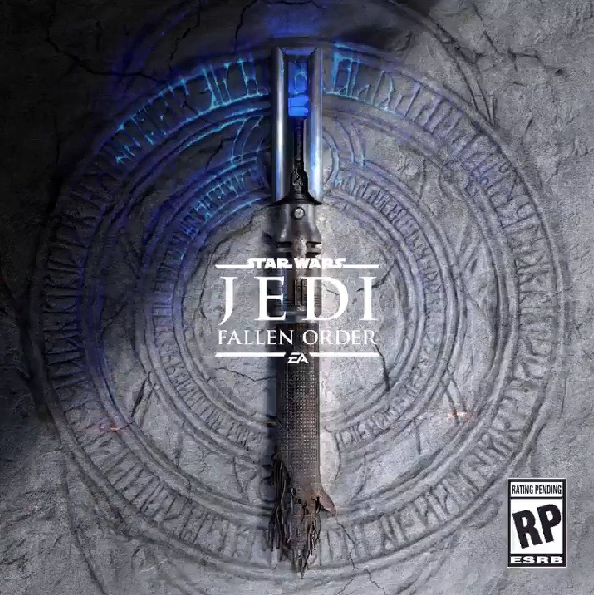 Star Wars Jedi Fallen Order, blue lightsaber, ancient circular stone carving, Full HD Phone Wallpaper