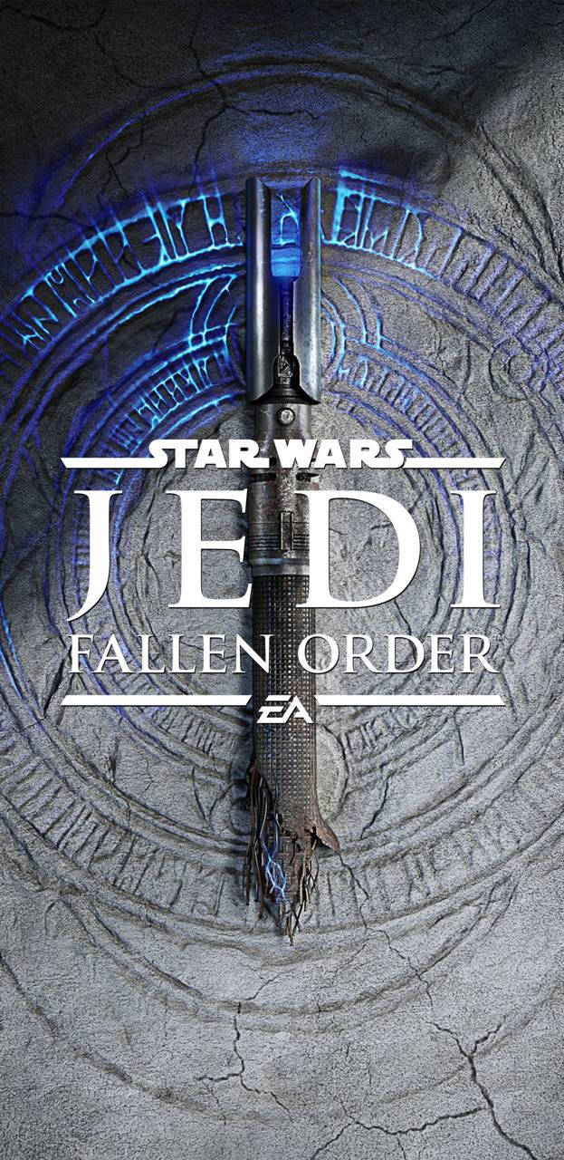 Star Wars Jedi Fallen Order, blue lightsaber, cracked stone, HD Phone Wallpaper