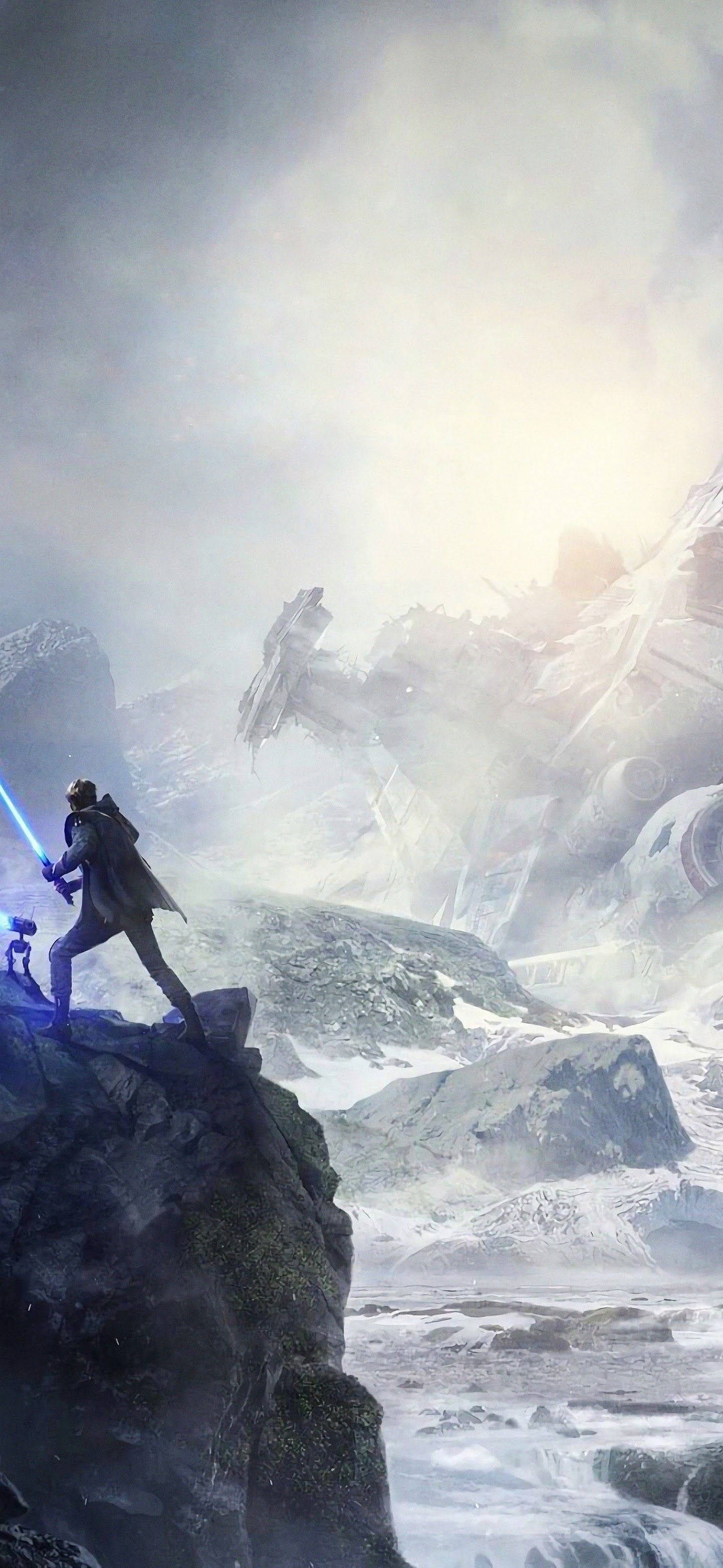 Jedi Fallen Order, Star Wars, blue lightsaber, 2K Phone Wallpaper