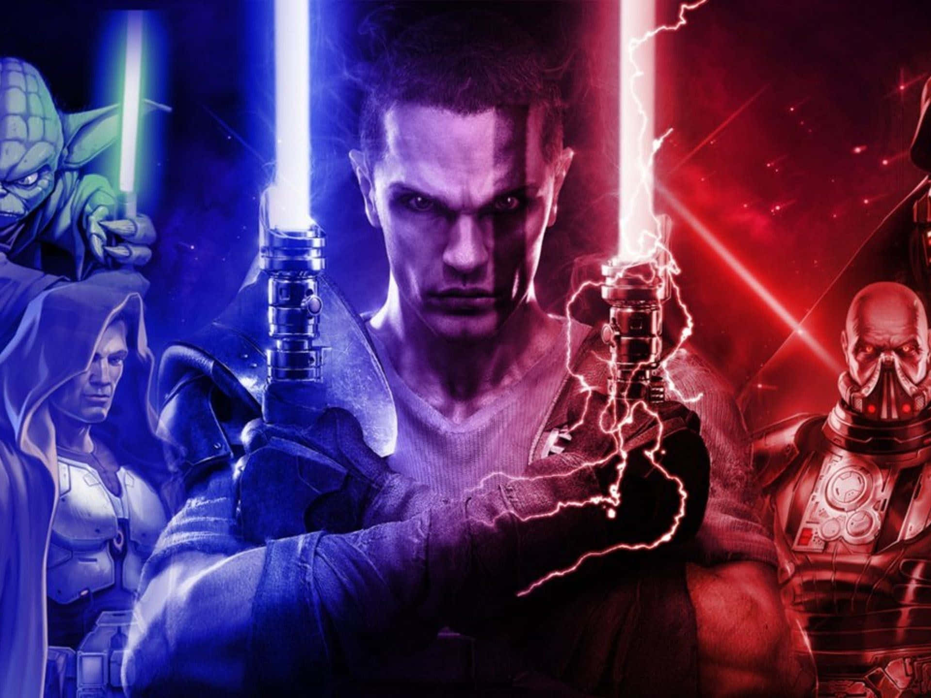 Star Wars Jedi, lightsabers, blue, Full HD Desktop Wallpaper