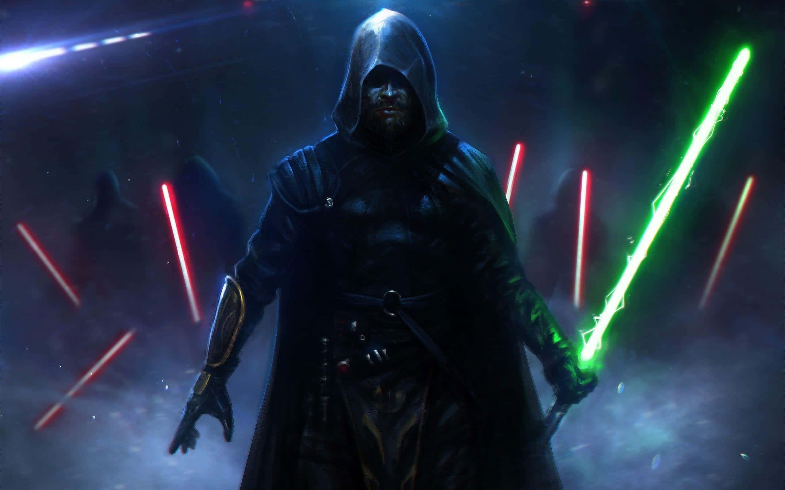 Star Wars Jedi, lightsaber, green lightsaber, 2K Desktop Wallpaper