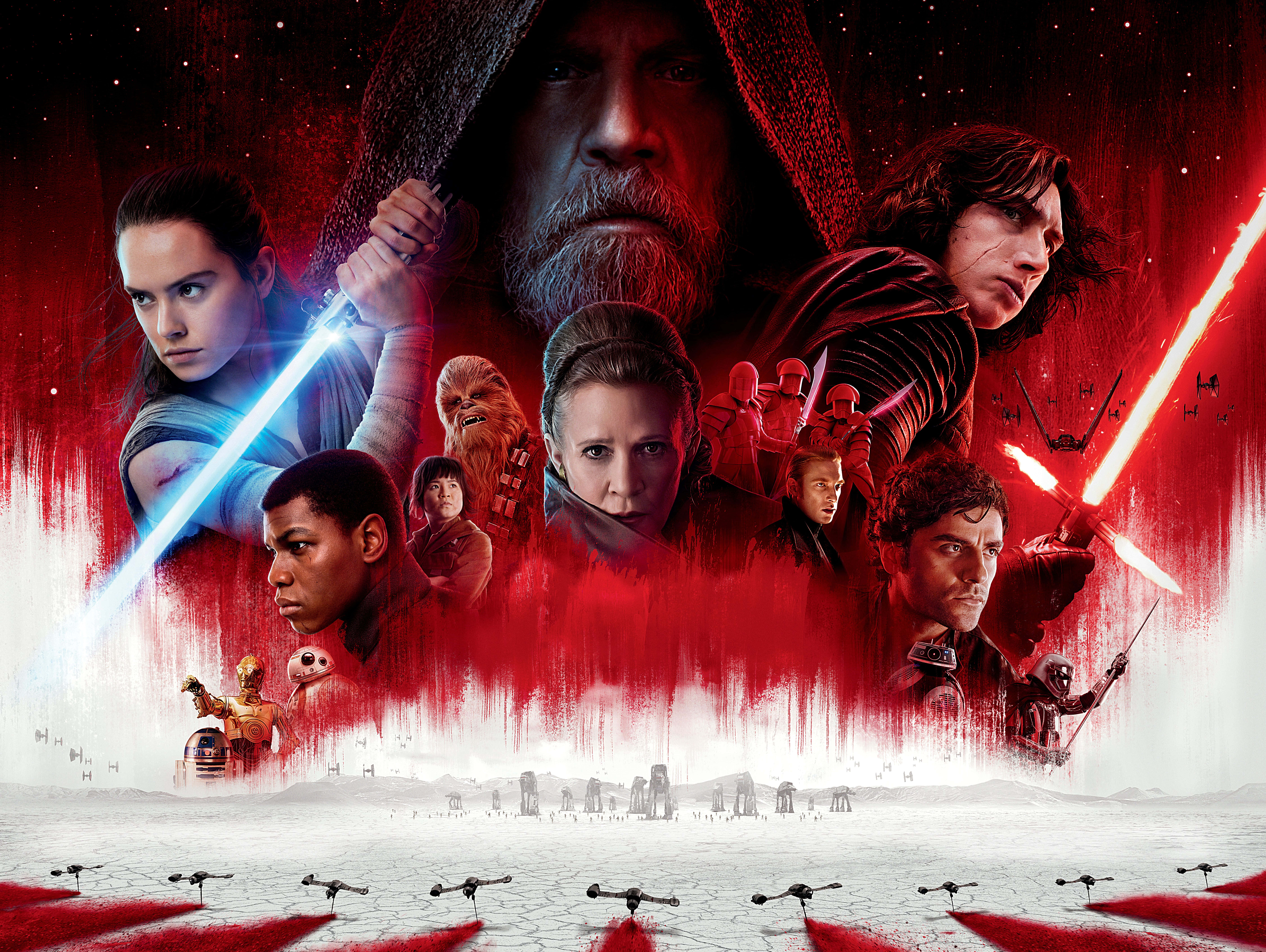 Star Wars Jedi, lightsabers, red and white desert battlefield, 8K Desktop Wallpaper