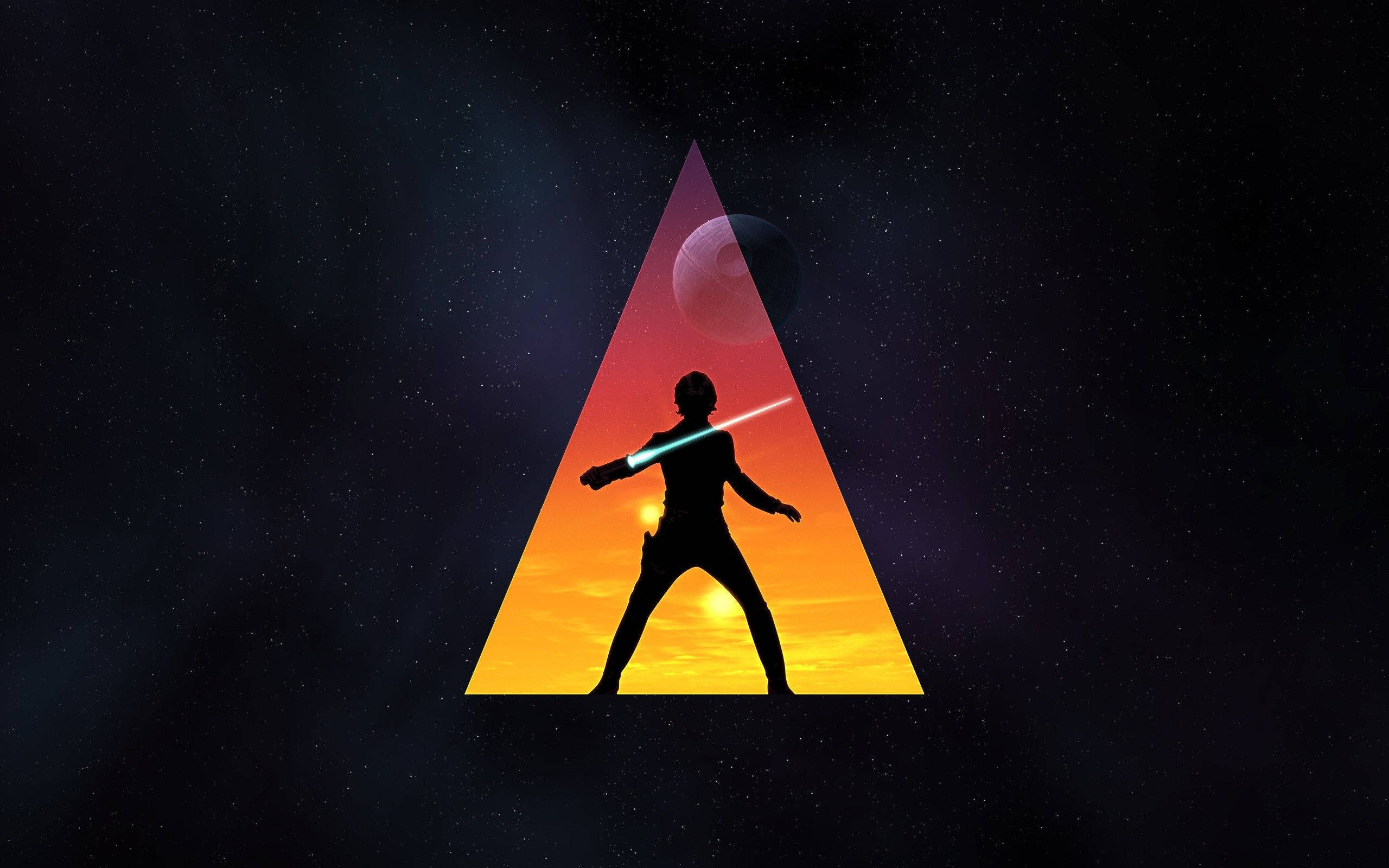 Star Wars Jedi, silhouetted figure, glowing lightsaber, 2K Desktop Wallpaper