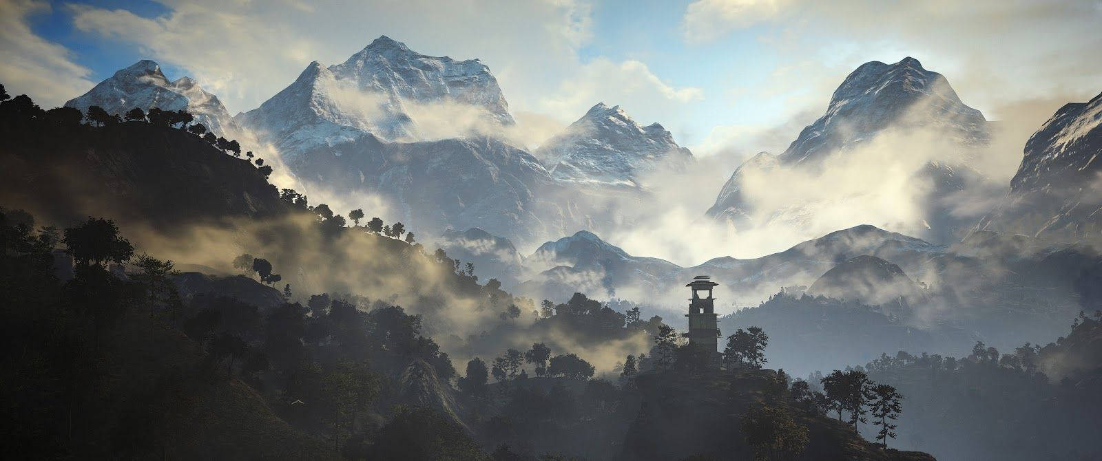 Star Wars Landscape, temple, misty hillside, HD Desktop Wallpaper