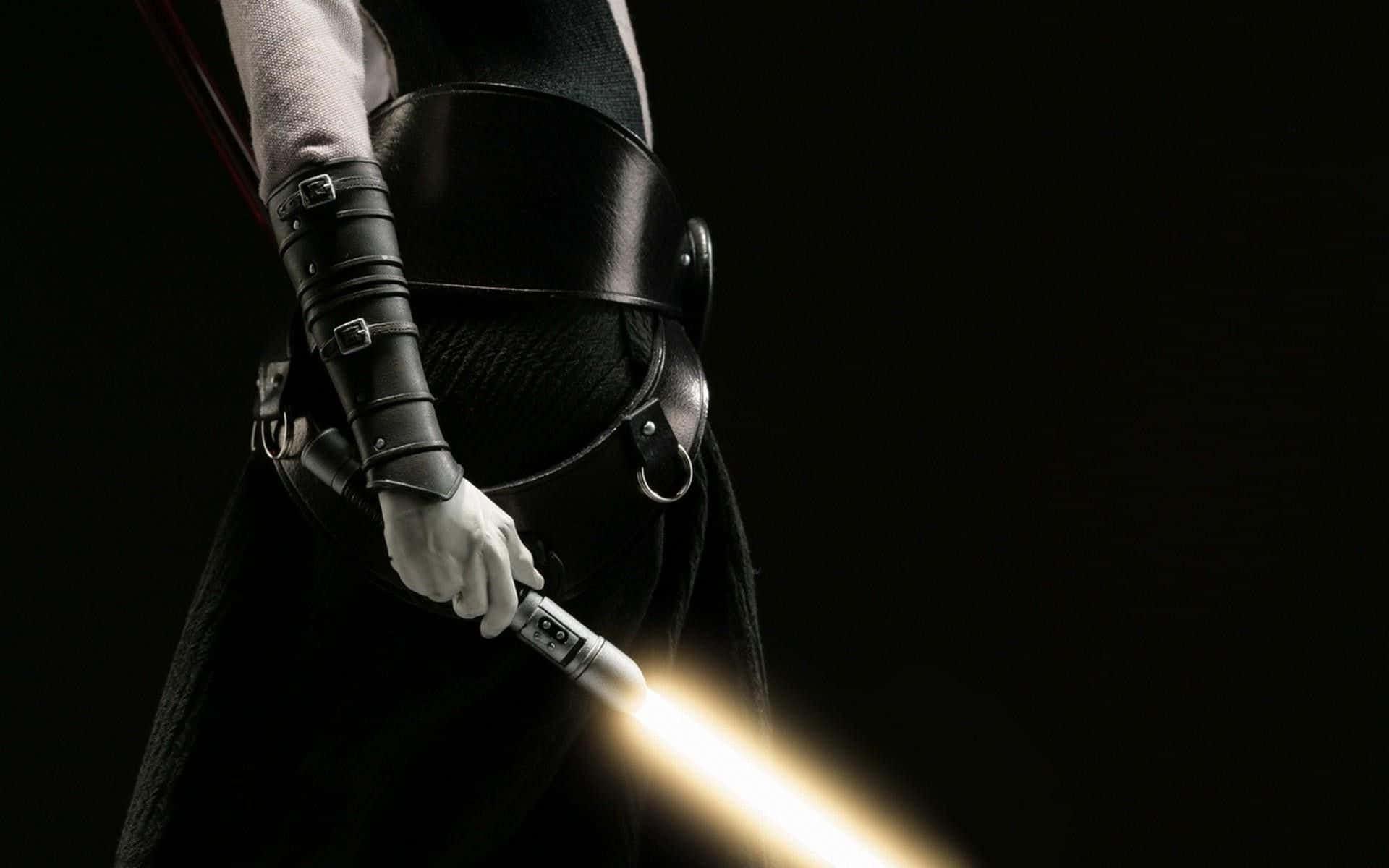 Star Wars Lightsaber, gloved hand, glowing lightsaber hilt, Full HD Desktop Wallpaper