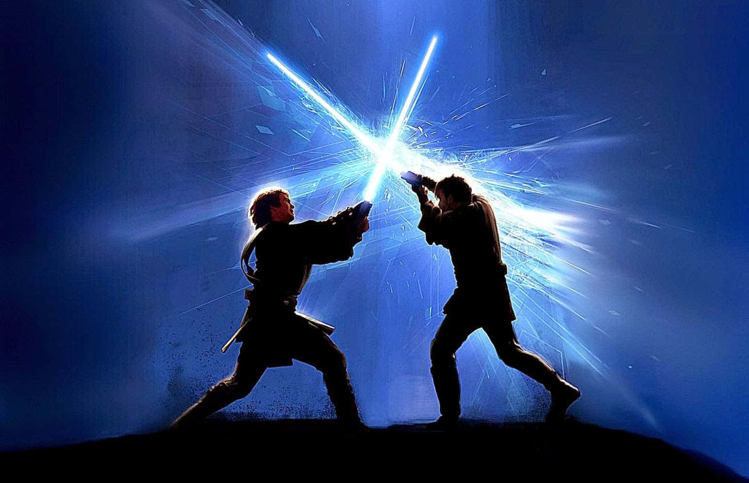 Star Wars Lightsaber, blue blades, dramatic lightsaber duel, HD Desktop Wallpaper