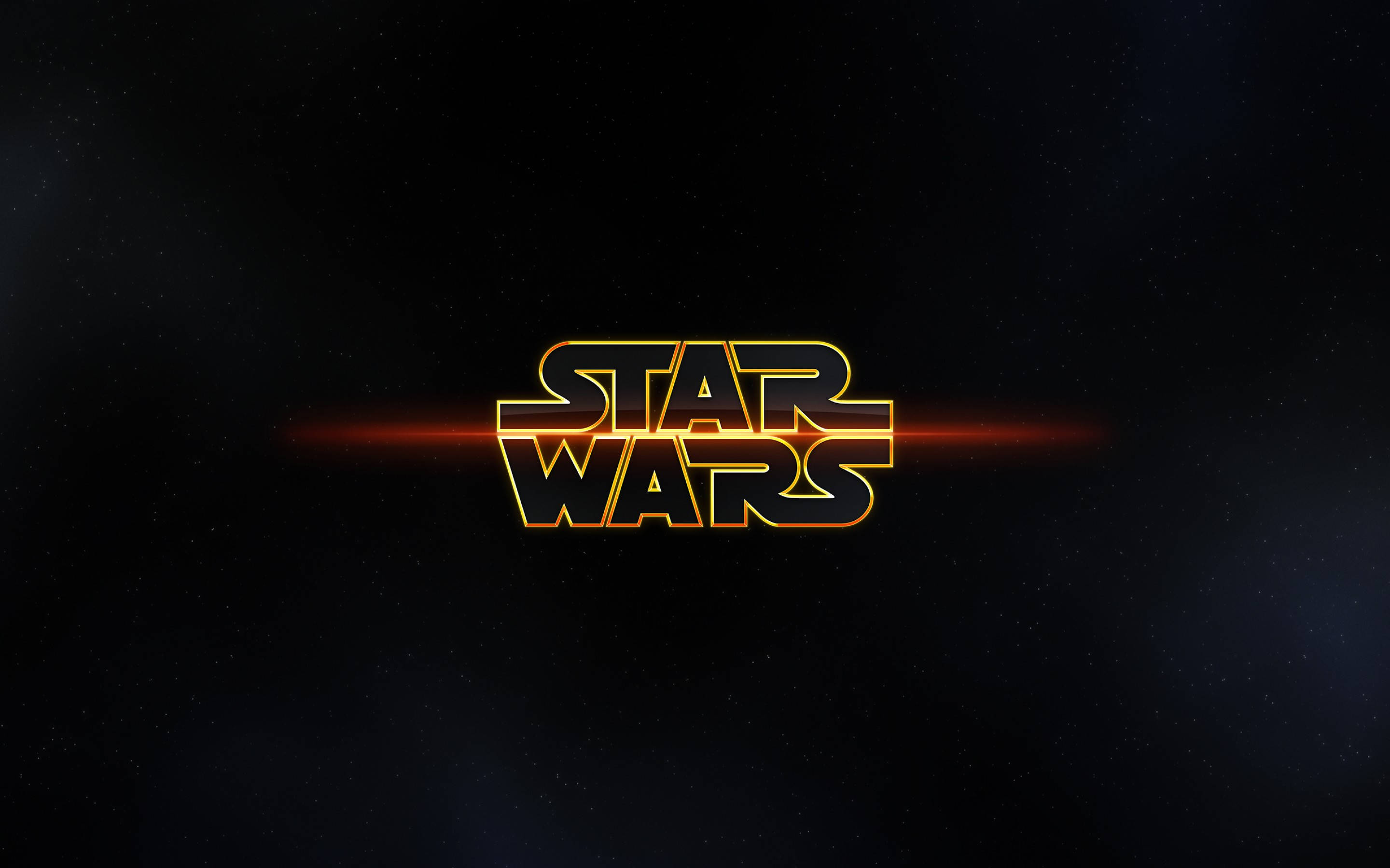Star Wars Logo, yellow, starry black space backdrop, 2K Desktop Wallpaper