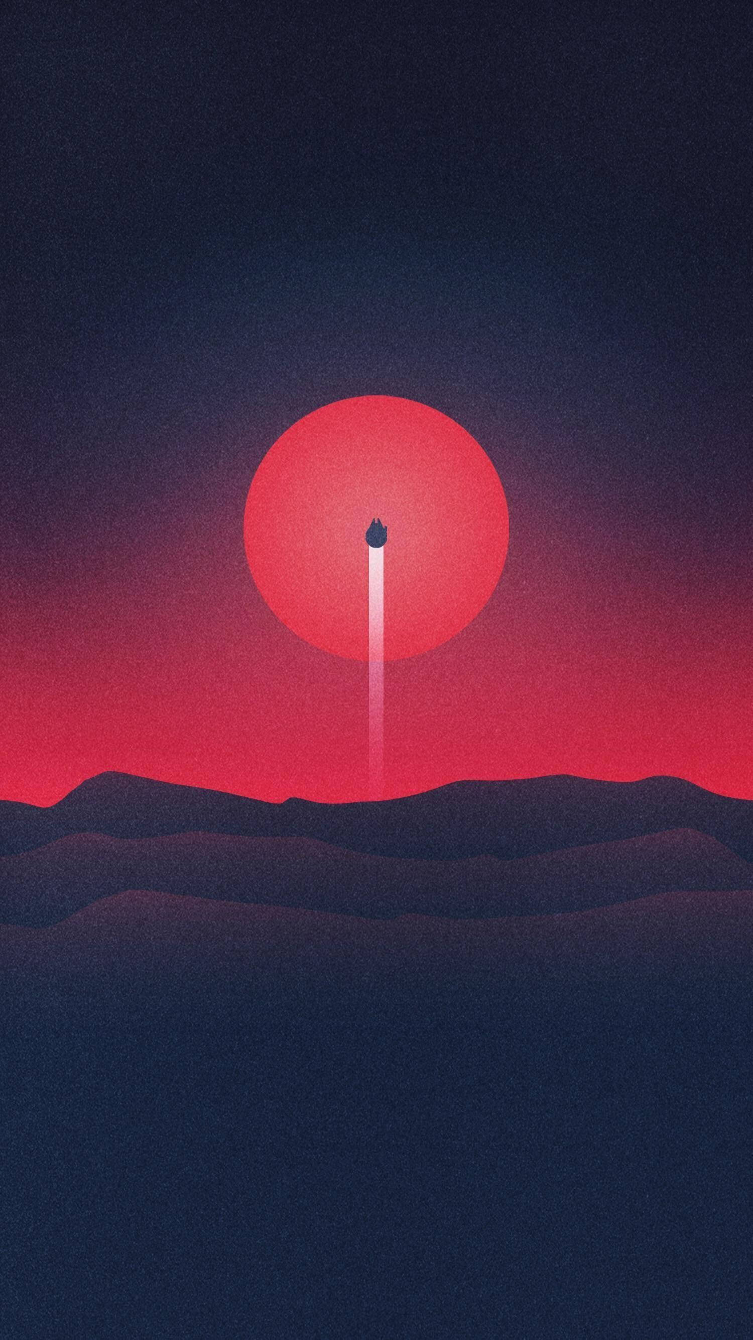 Star Wars, minimalist illustration, lone rocket, 2K Phone Wallpaper
