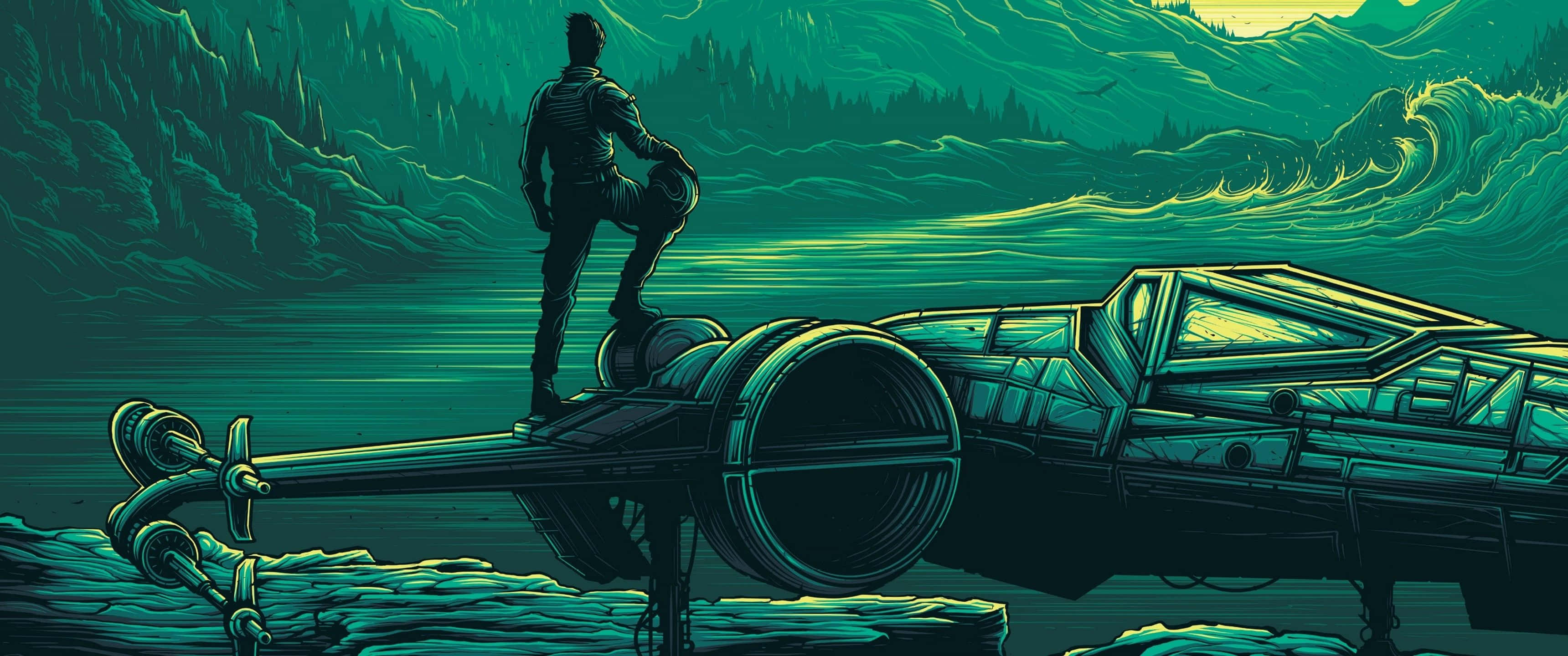 Star Wars, 3440x1440, crashed spaceship, 2K Desktop Wallpaper