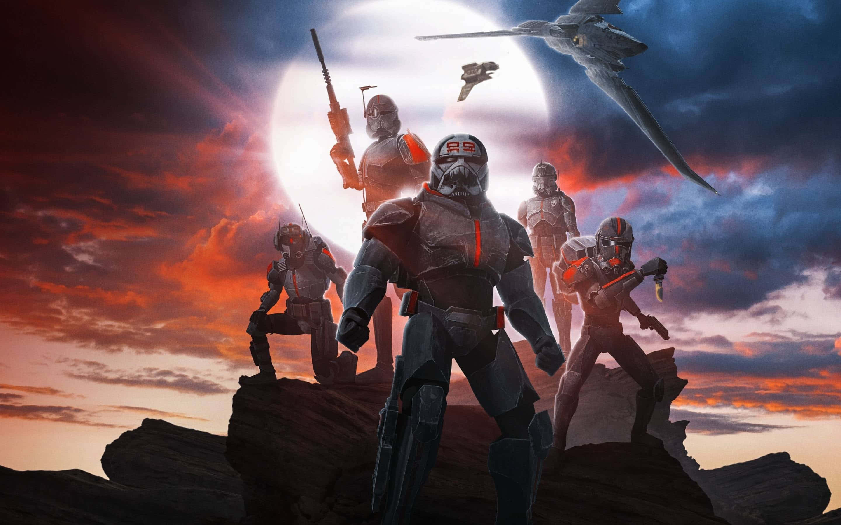 Star Wars The Bad Batch, orange accents, rocky terrain, 2K Desktop Wallpaper