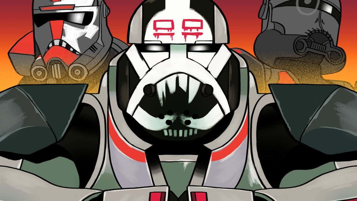 Star Wars The Bad Batch, skull-like helmets, fiery sunset, SD Desktop Wallpaper