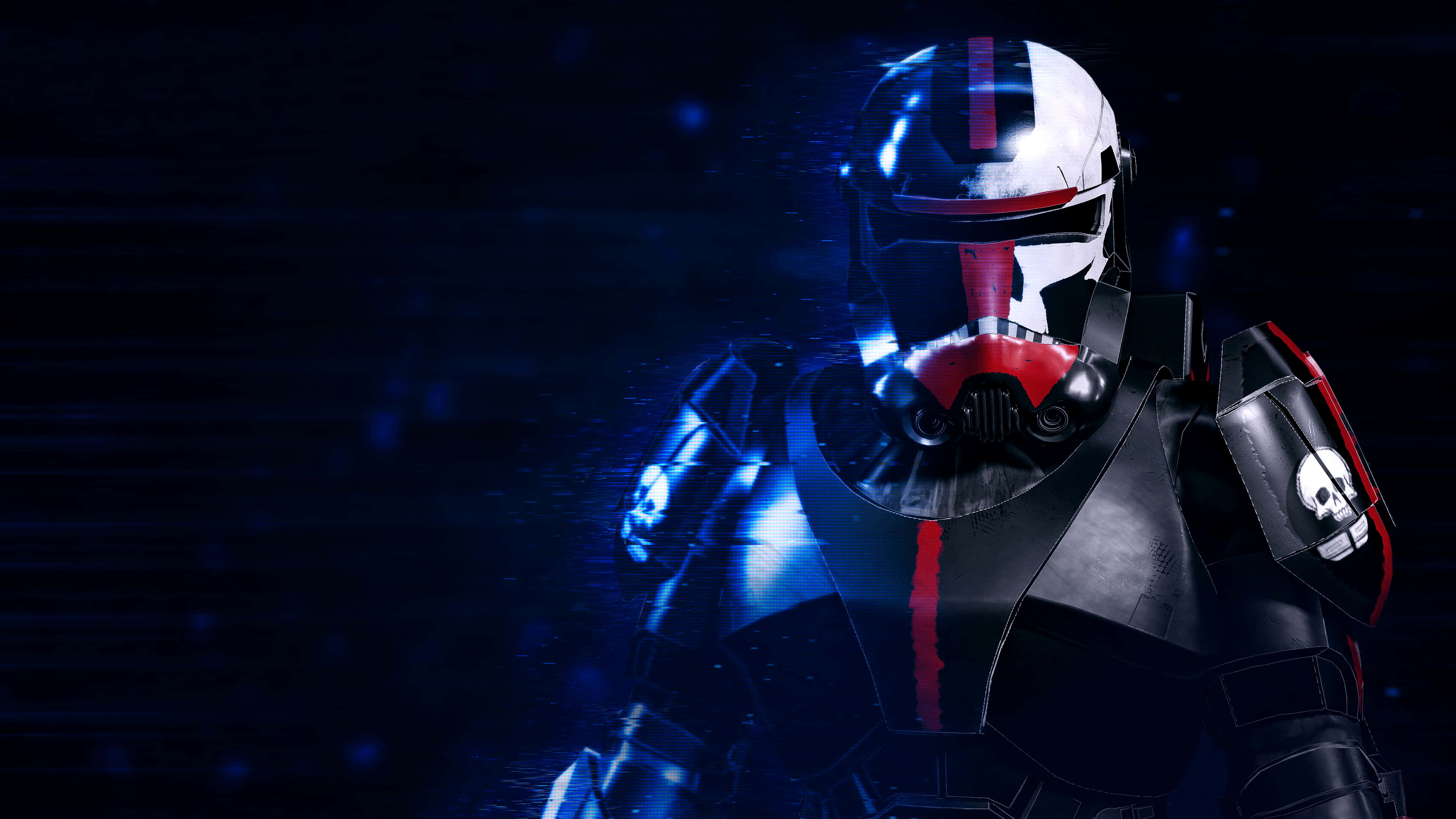 Star Wars The Bad Batch, black white and red armor, dark blue digital background, 4K Desktop Wallpaper
