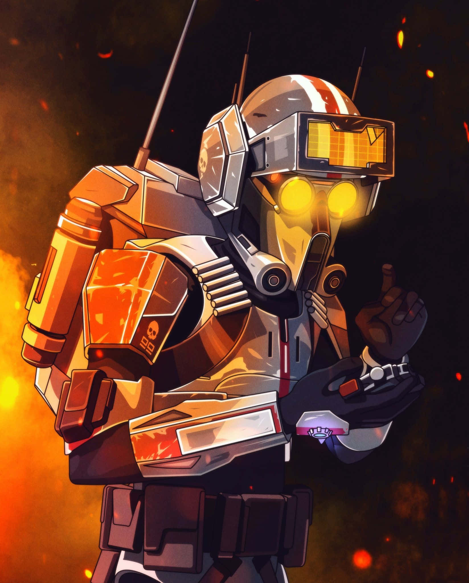 Star Wars The Bad Batch, orange and silver armor, glowing-eyed robot warrior, Full HD Phone Wallpaper