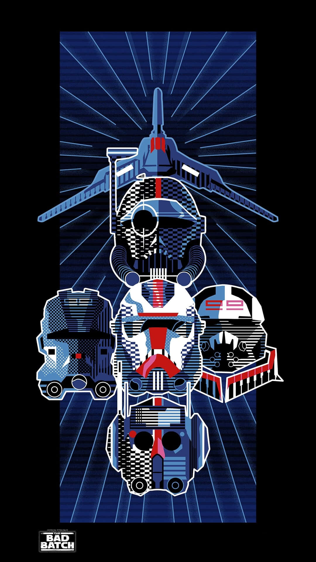 Star Wars The Bad Batch, clone trooper helmets, unique markings, Full HD Phone Wallpaper