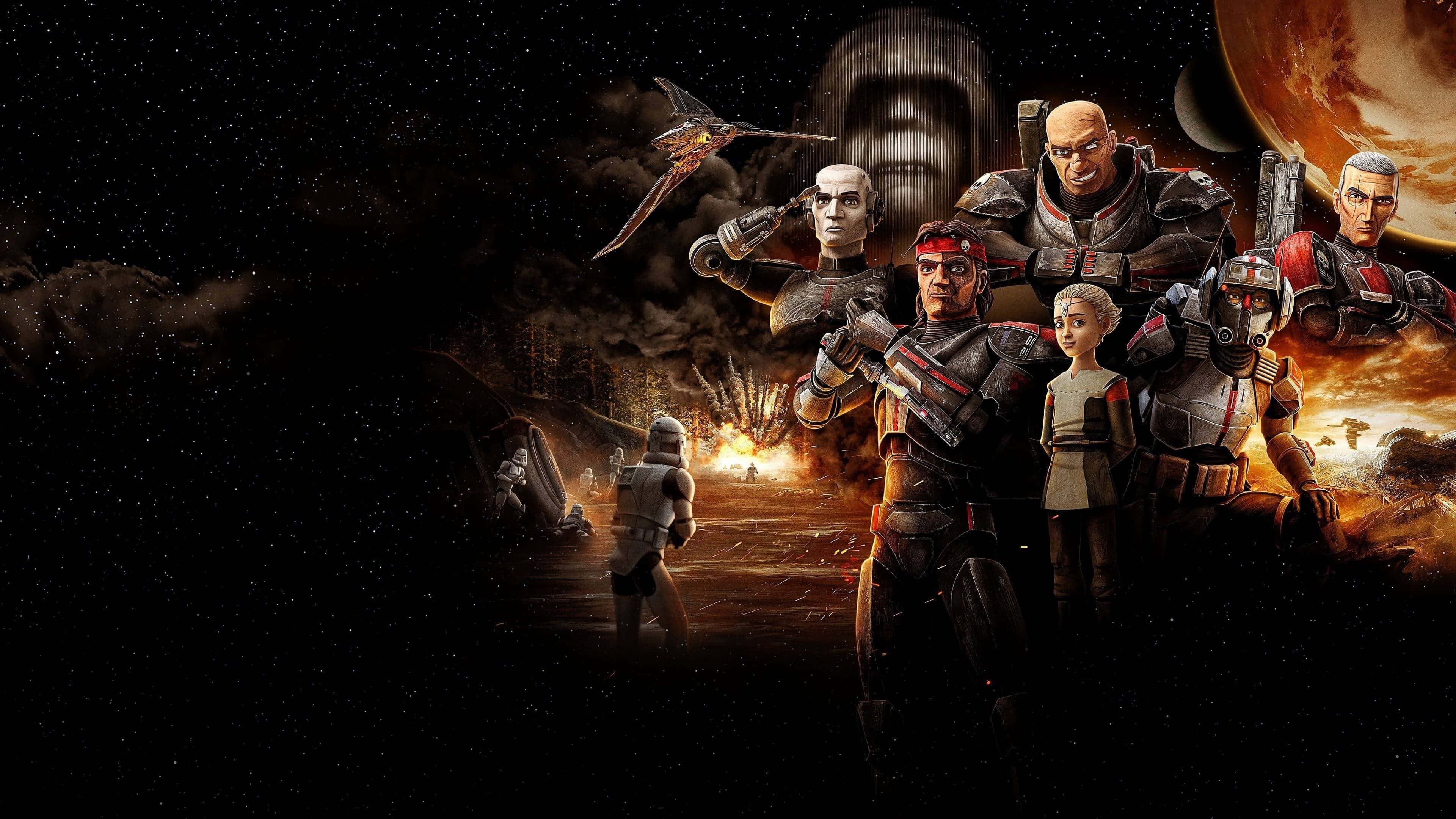 Star Wars The Bad Batch, armored characters, starfighters, 4K Desktop Wallpaper