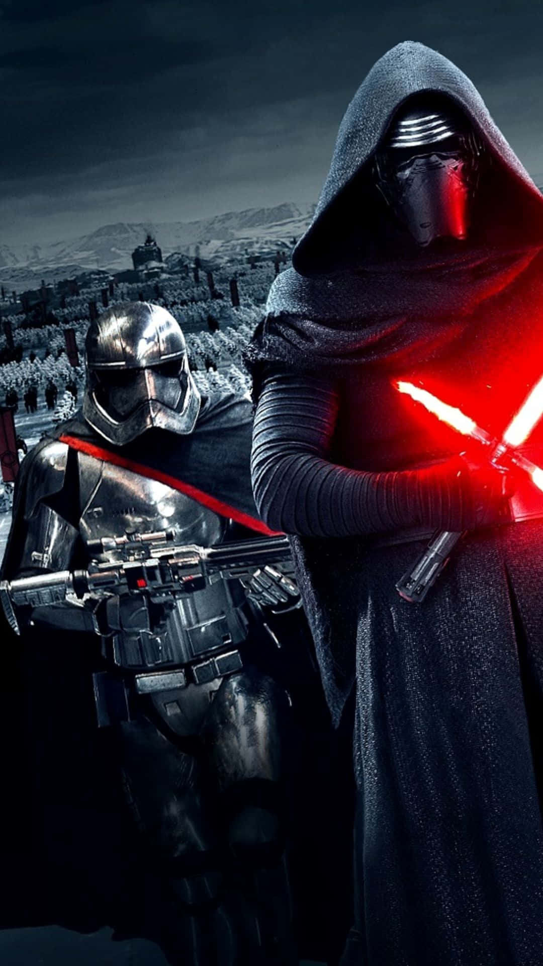 Star Wars The Force Awakens, red lightsaber, stormtrooper, Full HD Phone Wallpaper