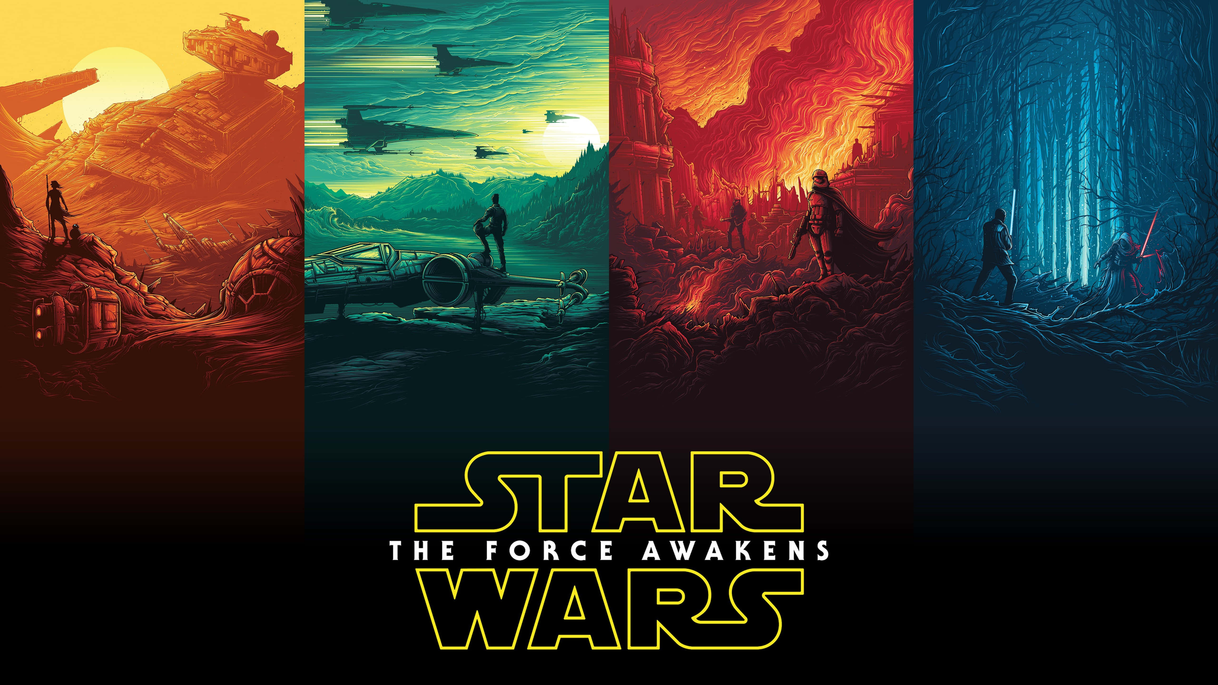 Star Wars The Force Awakens, desert planets, space battles, 5K Desktop Wallpaper